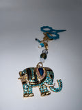 Blue Rhinestone Elephant - Scissor Charm/Zipper Bag Pull