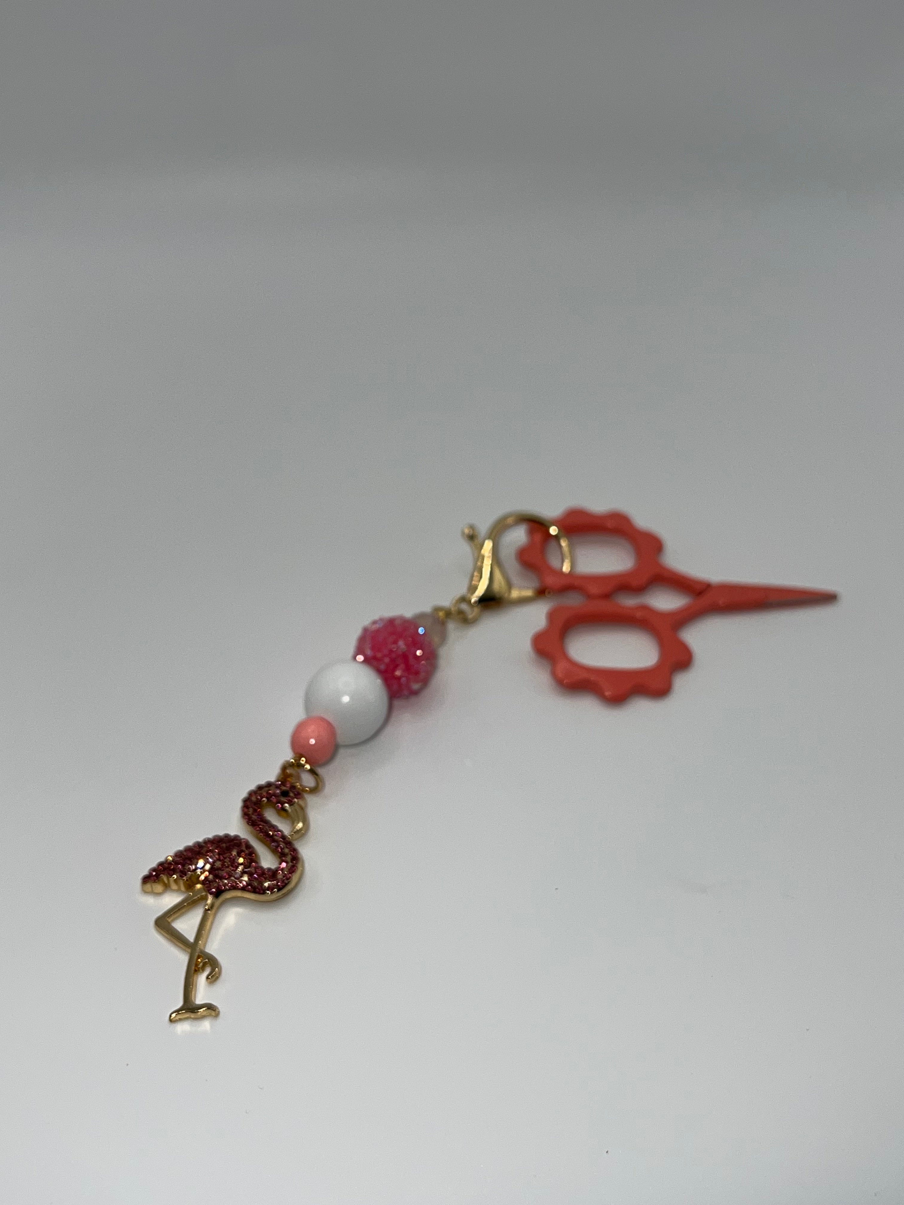 Flamingo Rhinestone - Scissor Charm/Zipper Bag Pull