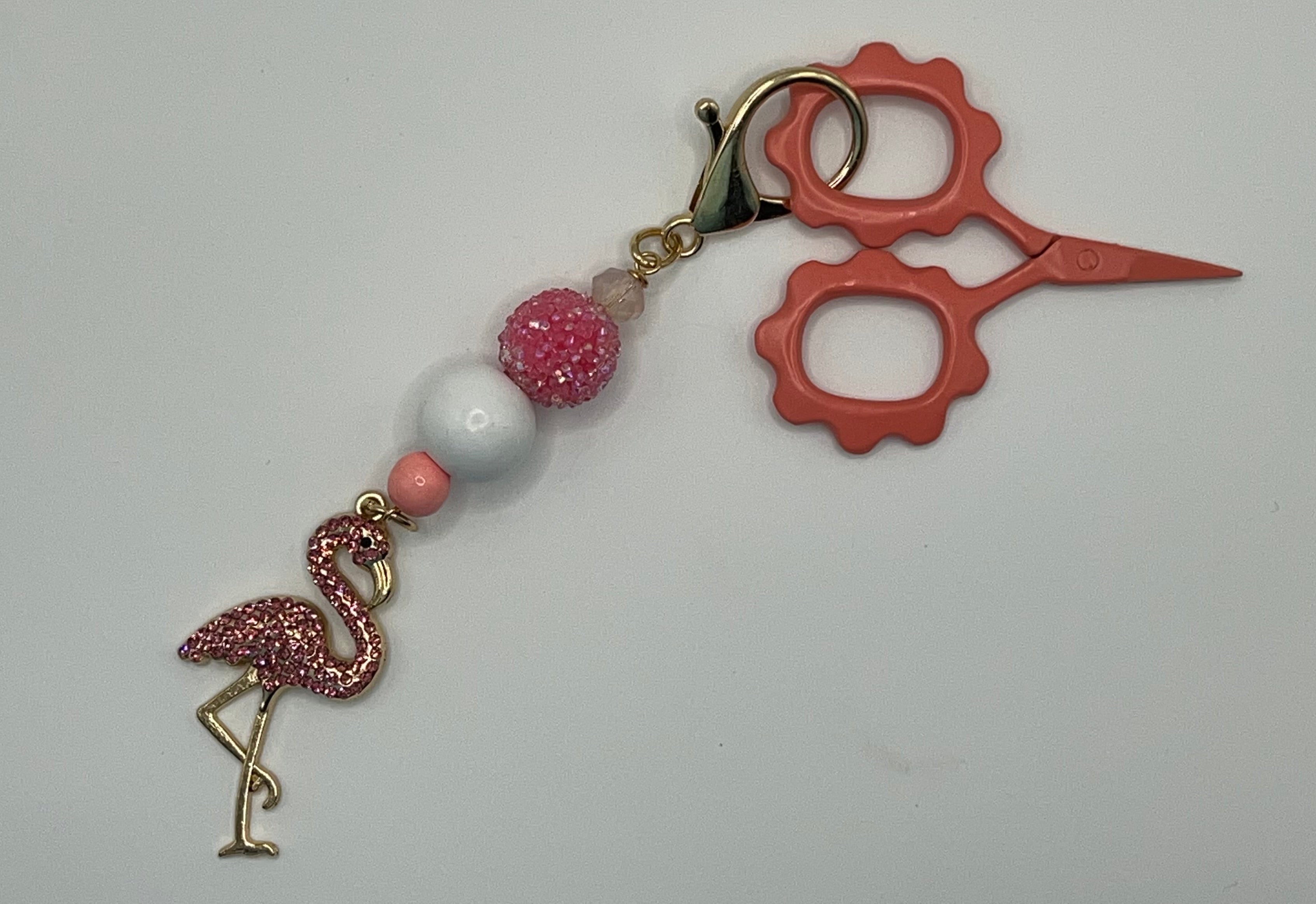 Flamingo Rhinestone - Scissor Charm/Zipper Bag Pull