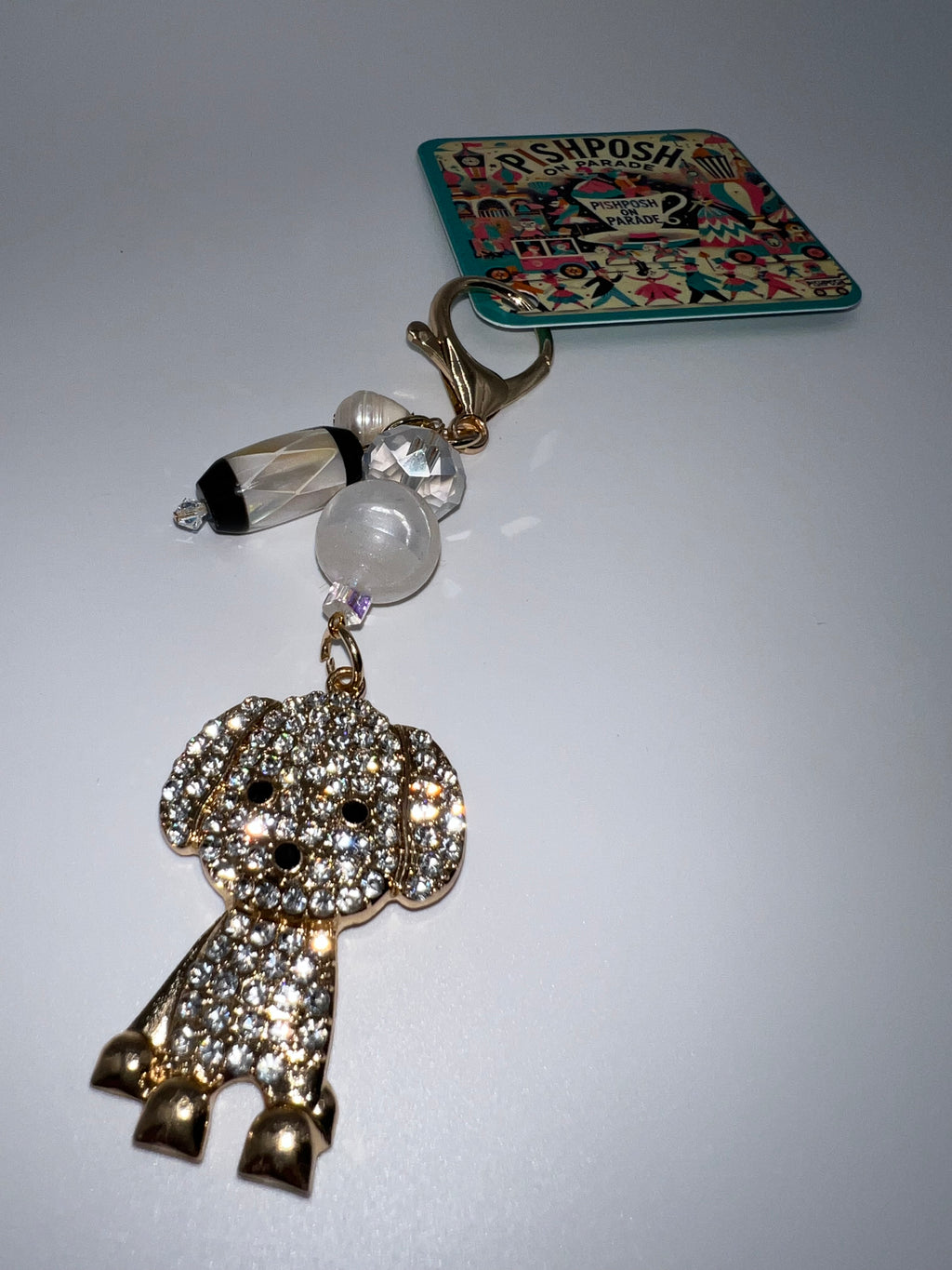 Clear Rhinestone Puppy - Scissor Charm/Zipper Bag Pull