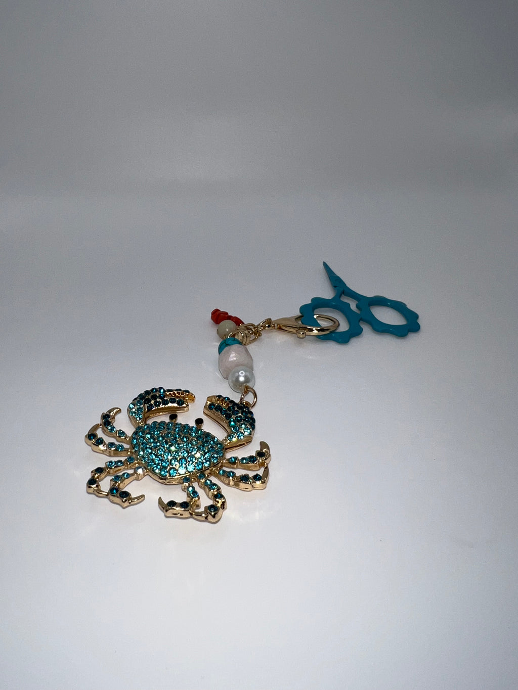 Blue Rhinestone Crab - Scissor Charm/Zipper Bag Pull