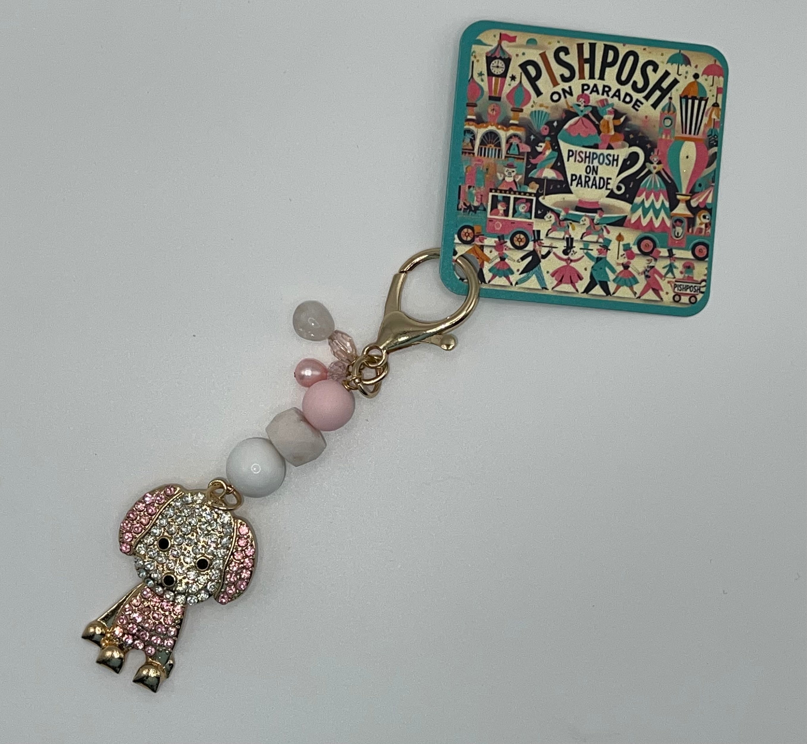 Light Pink Rhinestone Puppy - Scissor Charm/Zipper Bag Pull