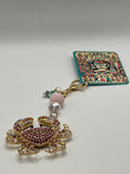 Pink Rhinestone Crab - Scissor Charm/Zipper Bag Pull