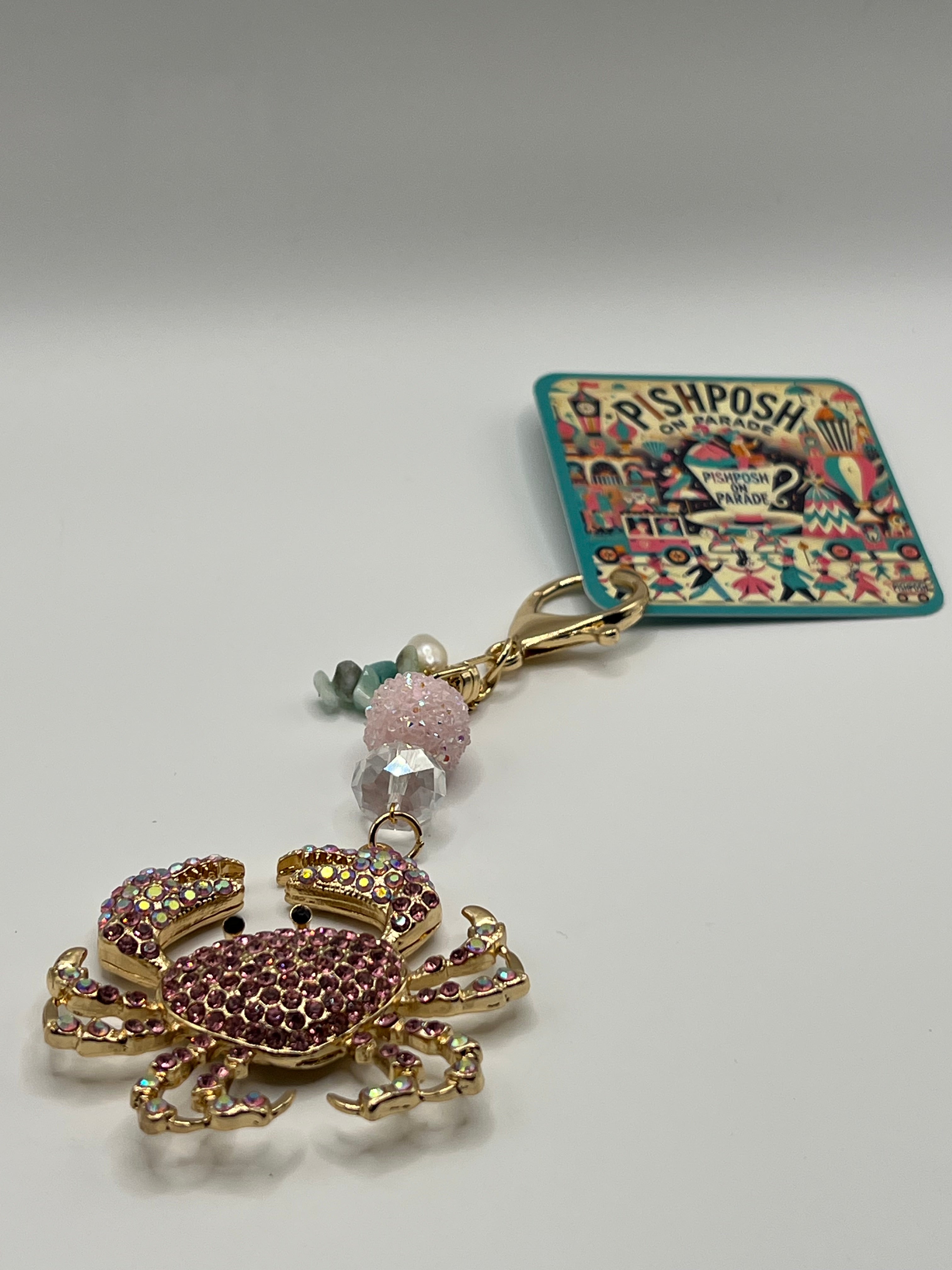 Pink Rhinestone Crab - Scissor Charm/Zipper Bag Pull