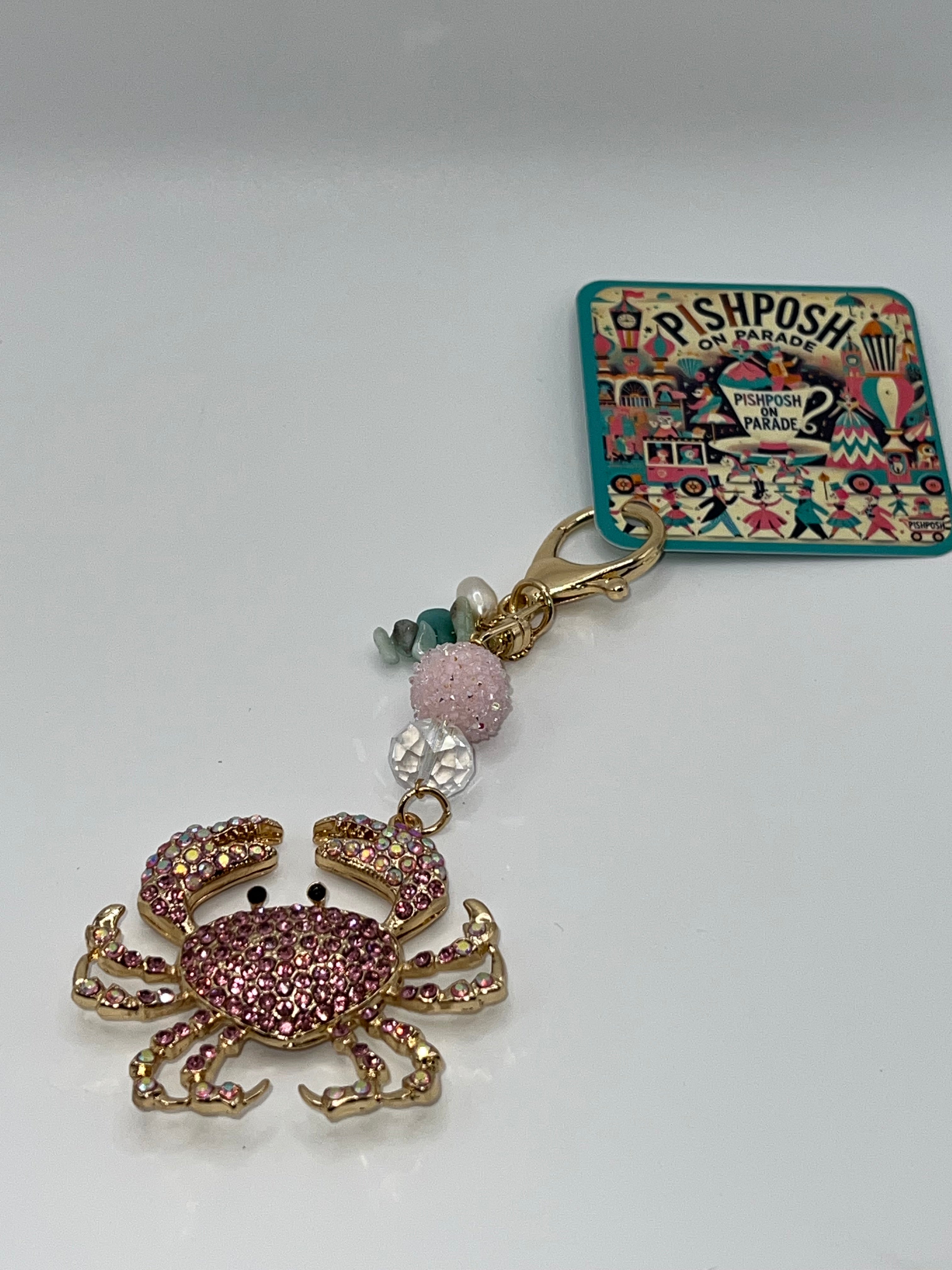 Pink Rhinestone Crab - Scissor Charm/Zipper Bag Pull