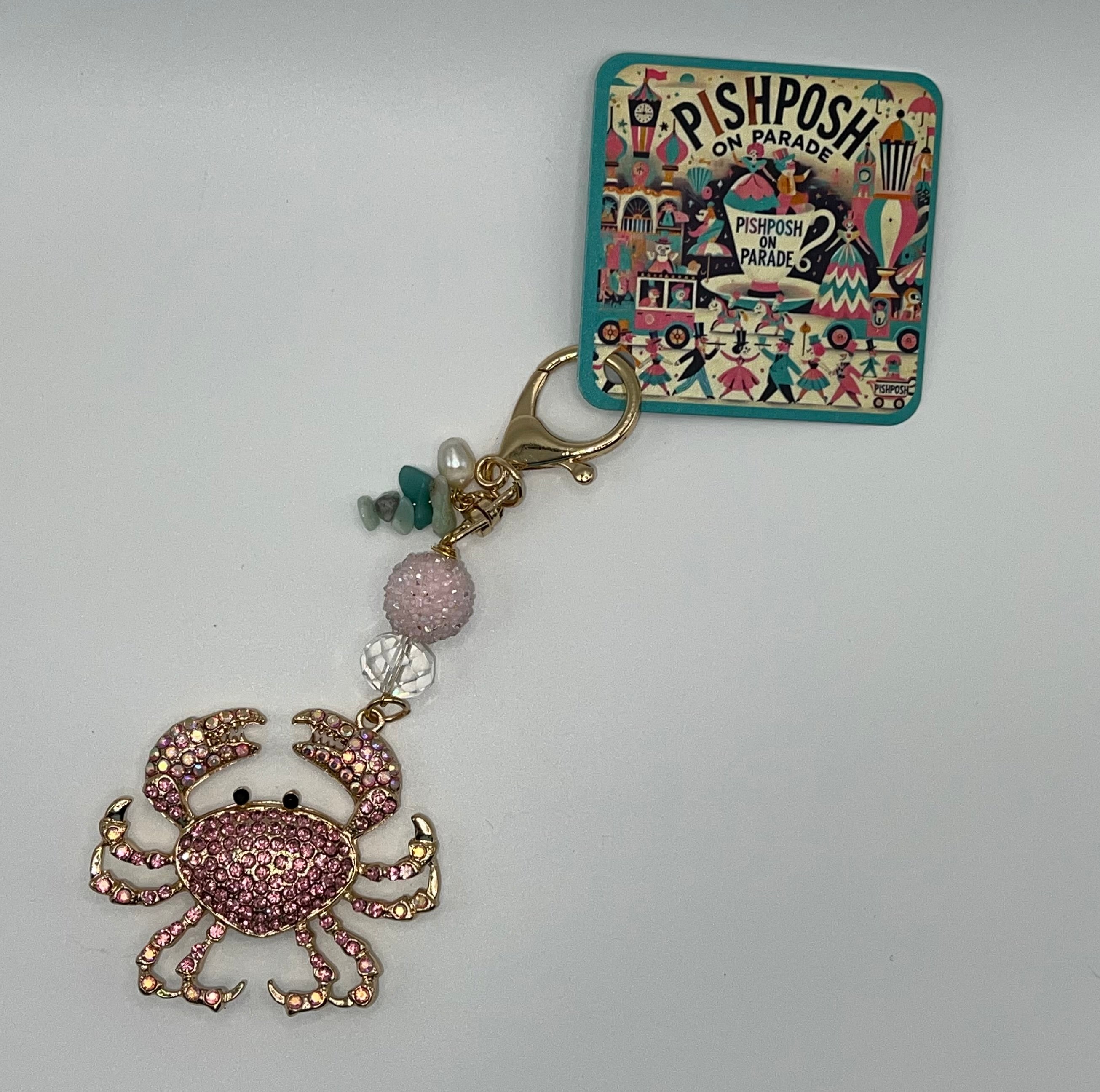 Pink Rhinestone Crab - Scissor Charm/Zipper Bag Pull