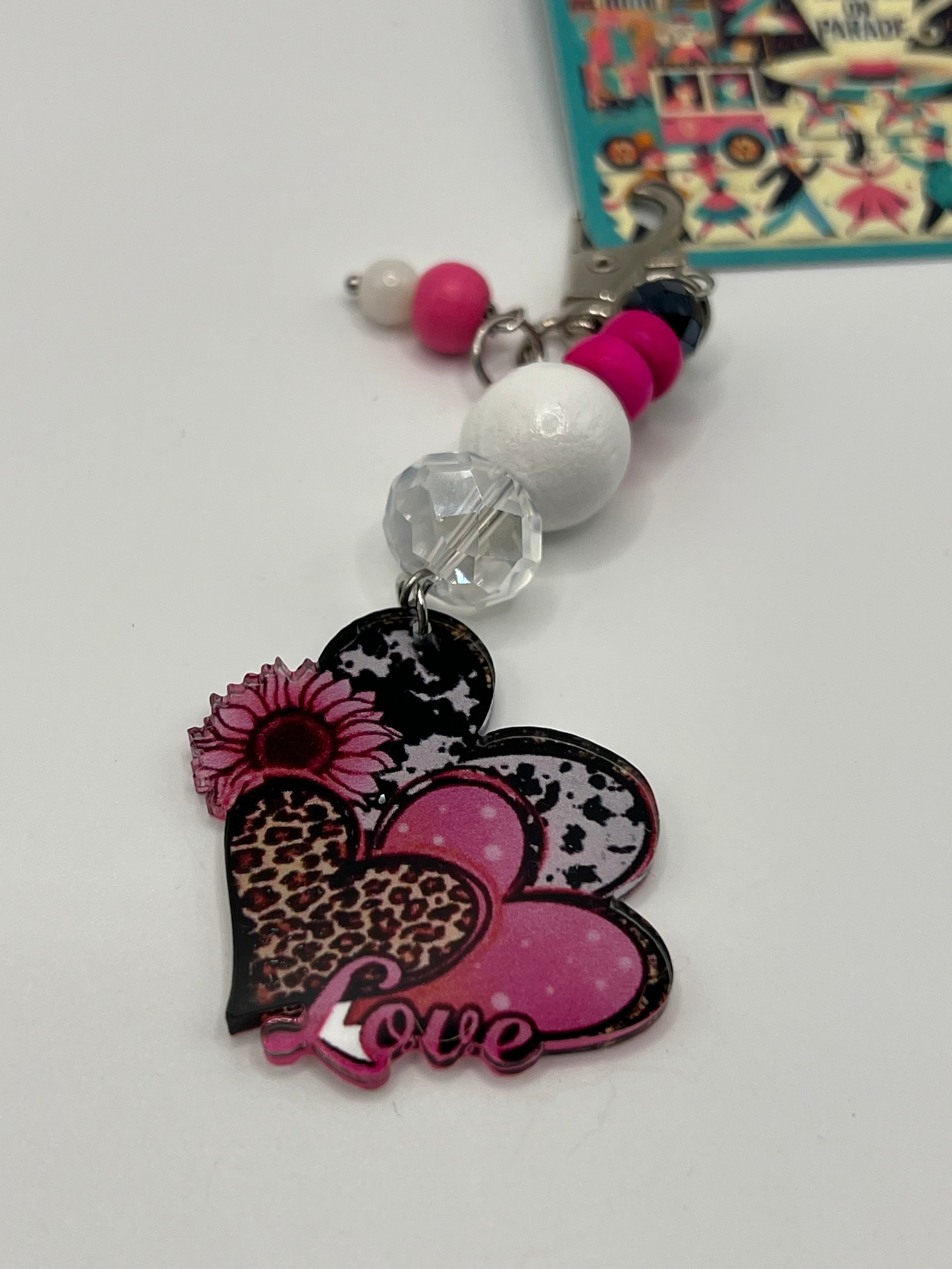 Heart Animal Print - Scissor Charm/Zipper Bag Pull