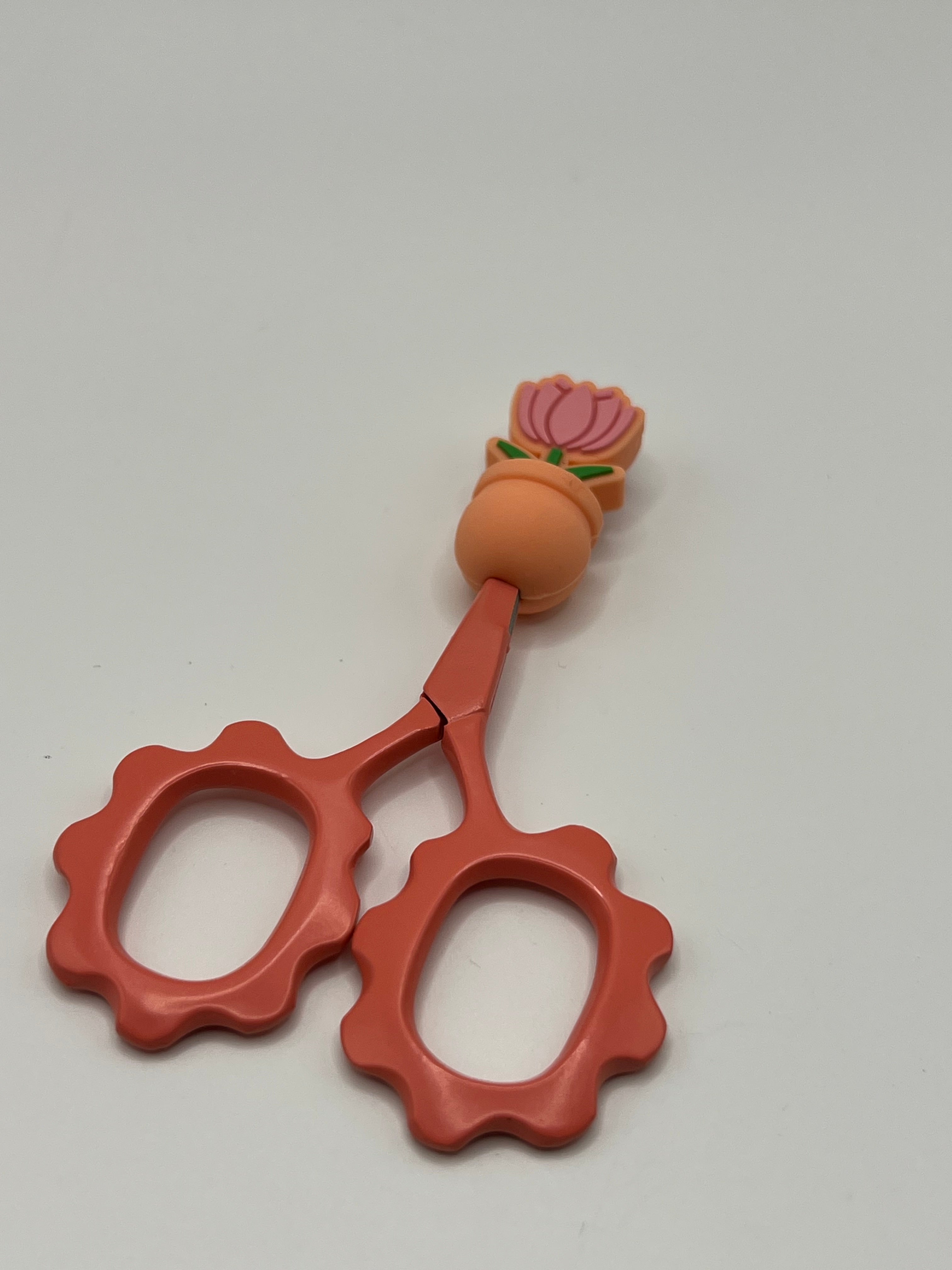 Pink Tulip in Orange/Peach Pot - Scissor Tip Protector (scissors not included)