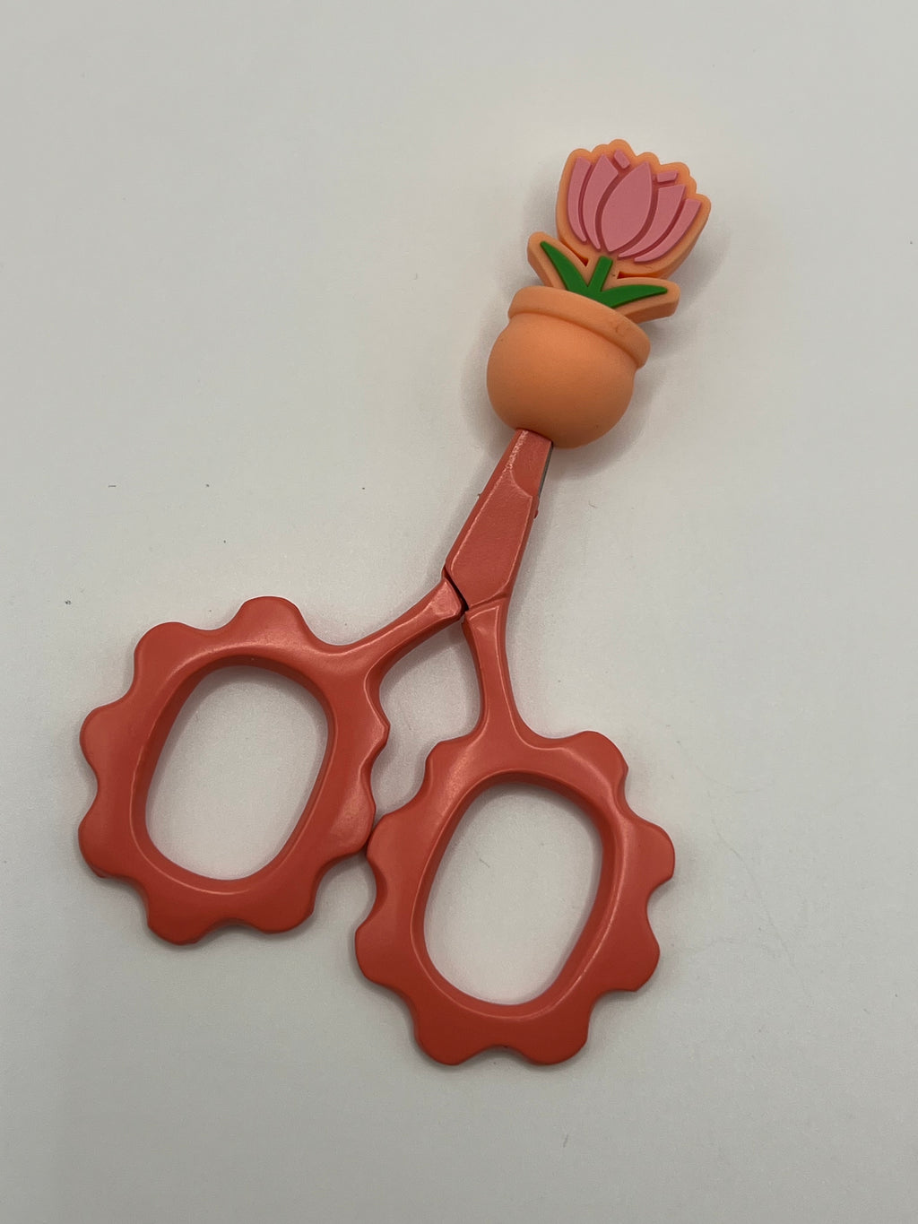Pink Tulip in Orange/Peach Pot - Scissor Tip Protector (scissors not included)