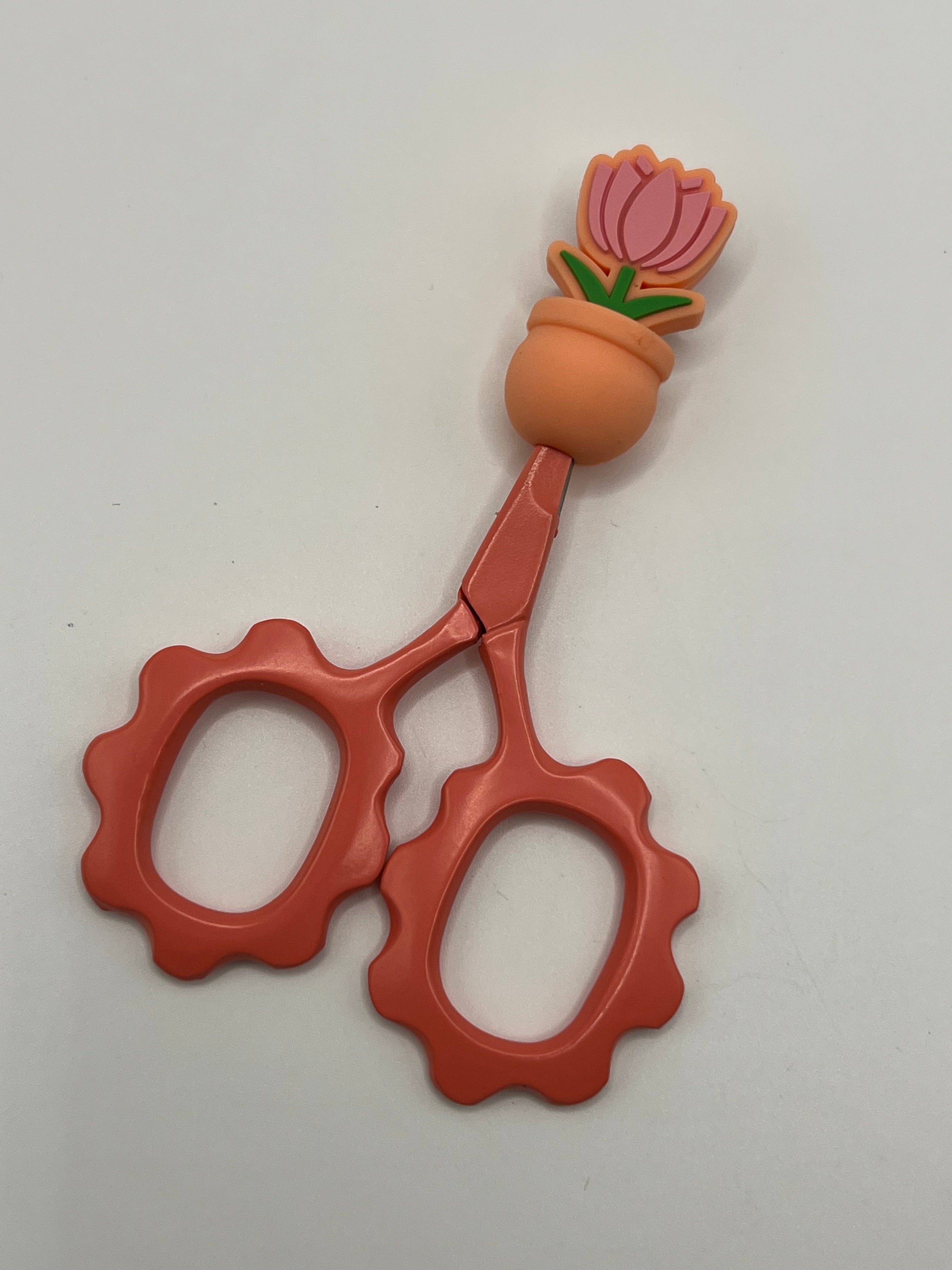 Pink Tulip in Orange/Peach Pot - Scissor Tip Protector (scissors not included)