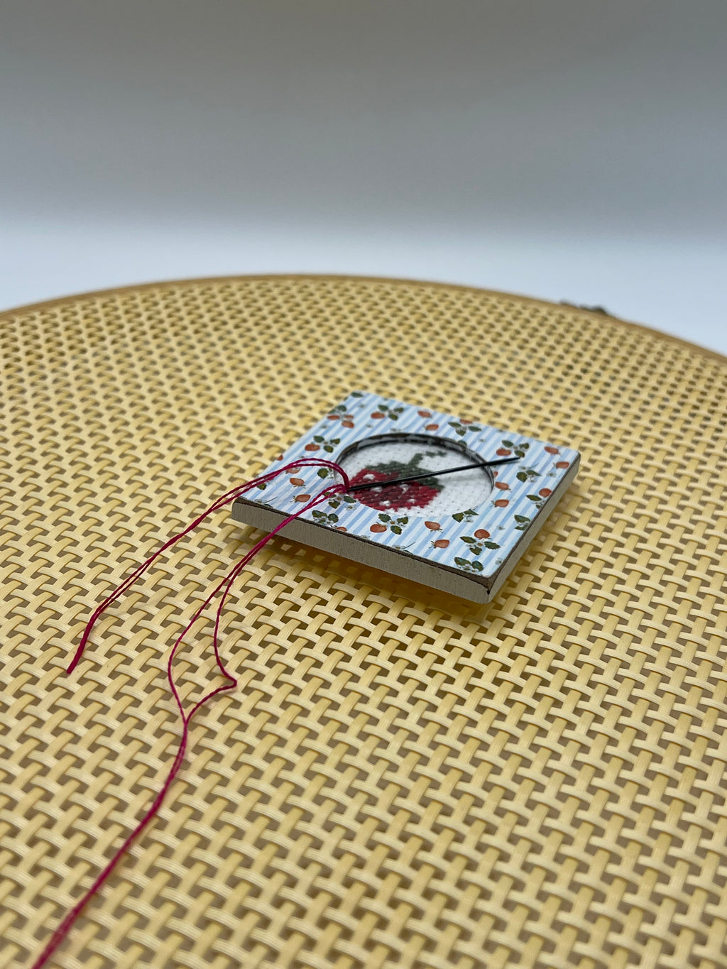 Strawberry Photo Needle Minder (cross stitch not included)