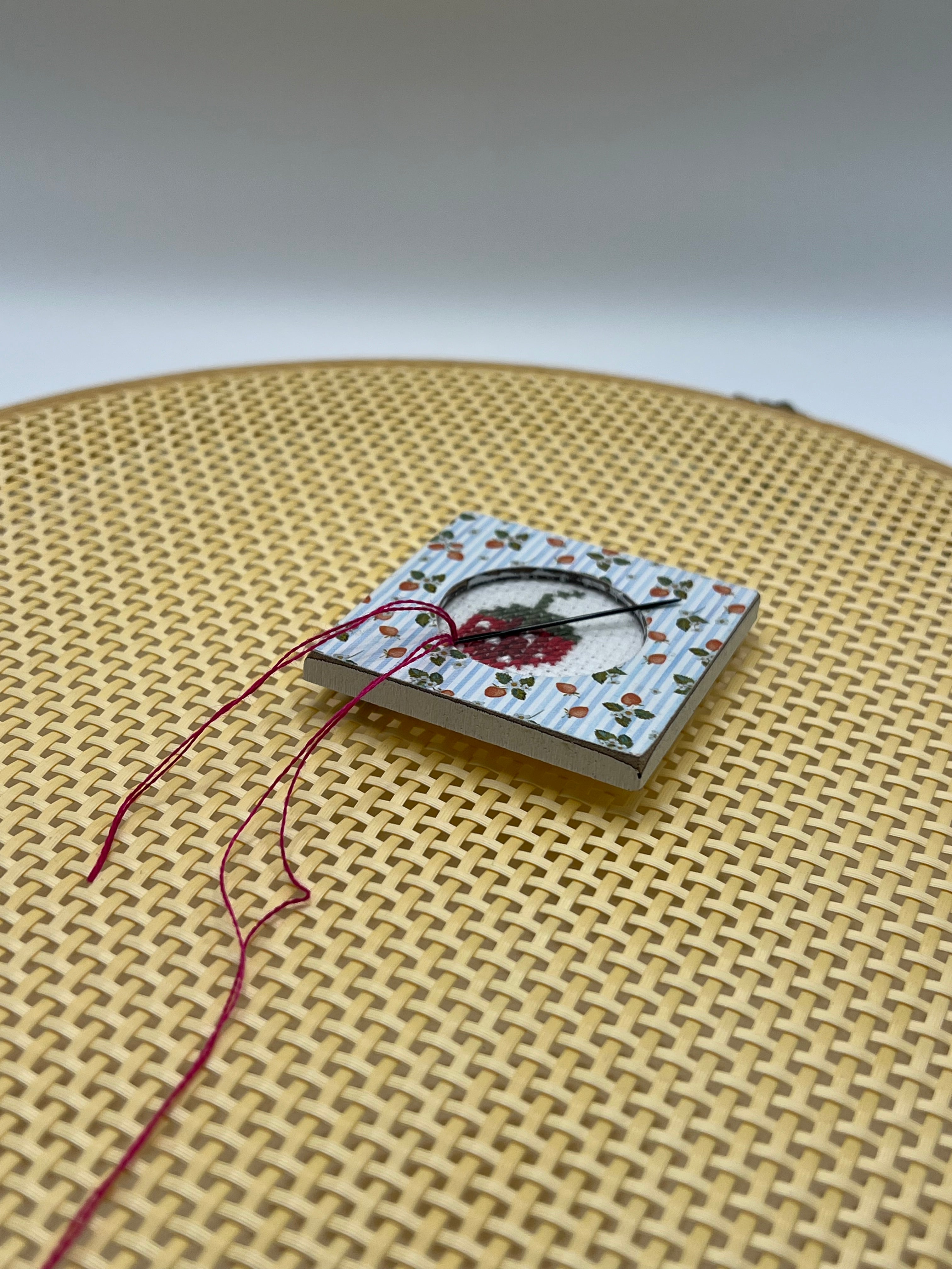 Strawberry Photo Needle Minder (cross stitch not included)