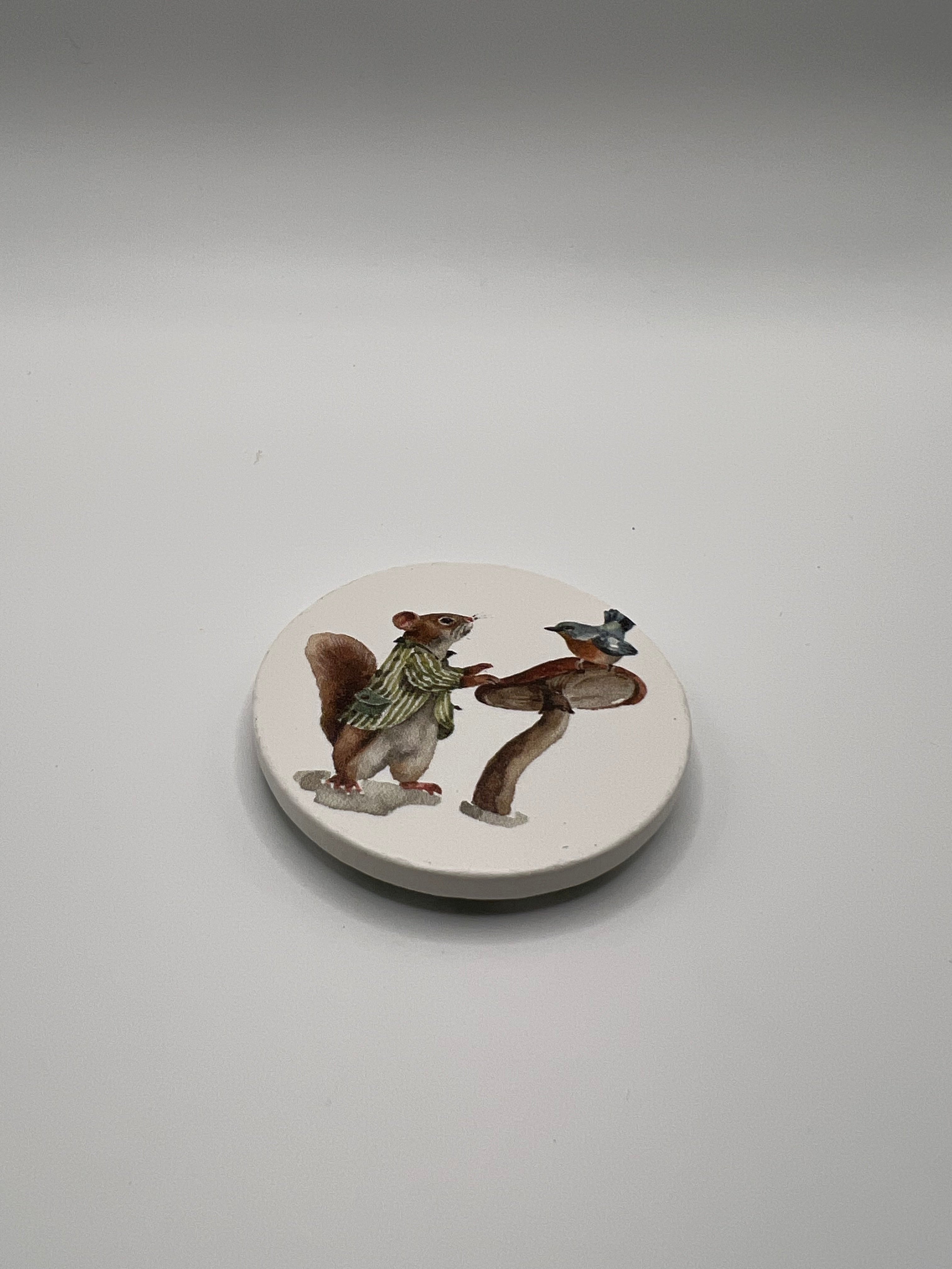 Needle Minder - Squirrel, bird and toadstool