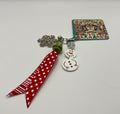 Snowman with Snowflake with Red Ribbon - Charm / Bag Zipper Pull