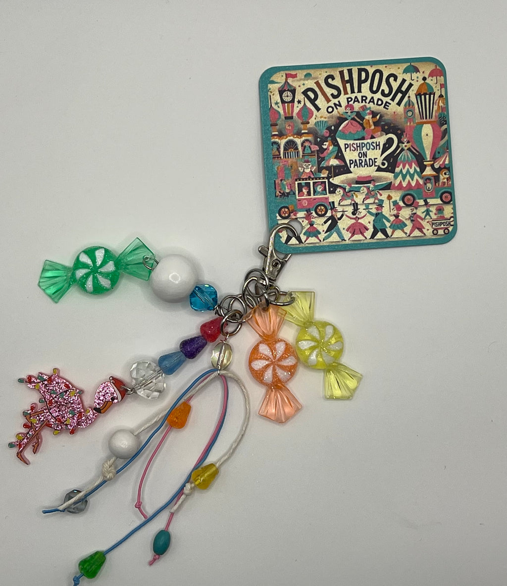 Front Yard Christmas Flamingo - Charm / bag zipper pull