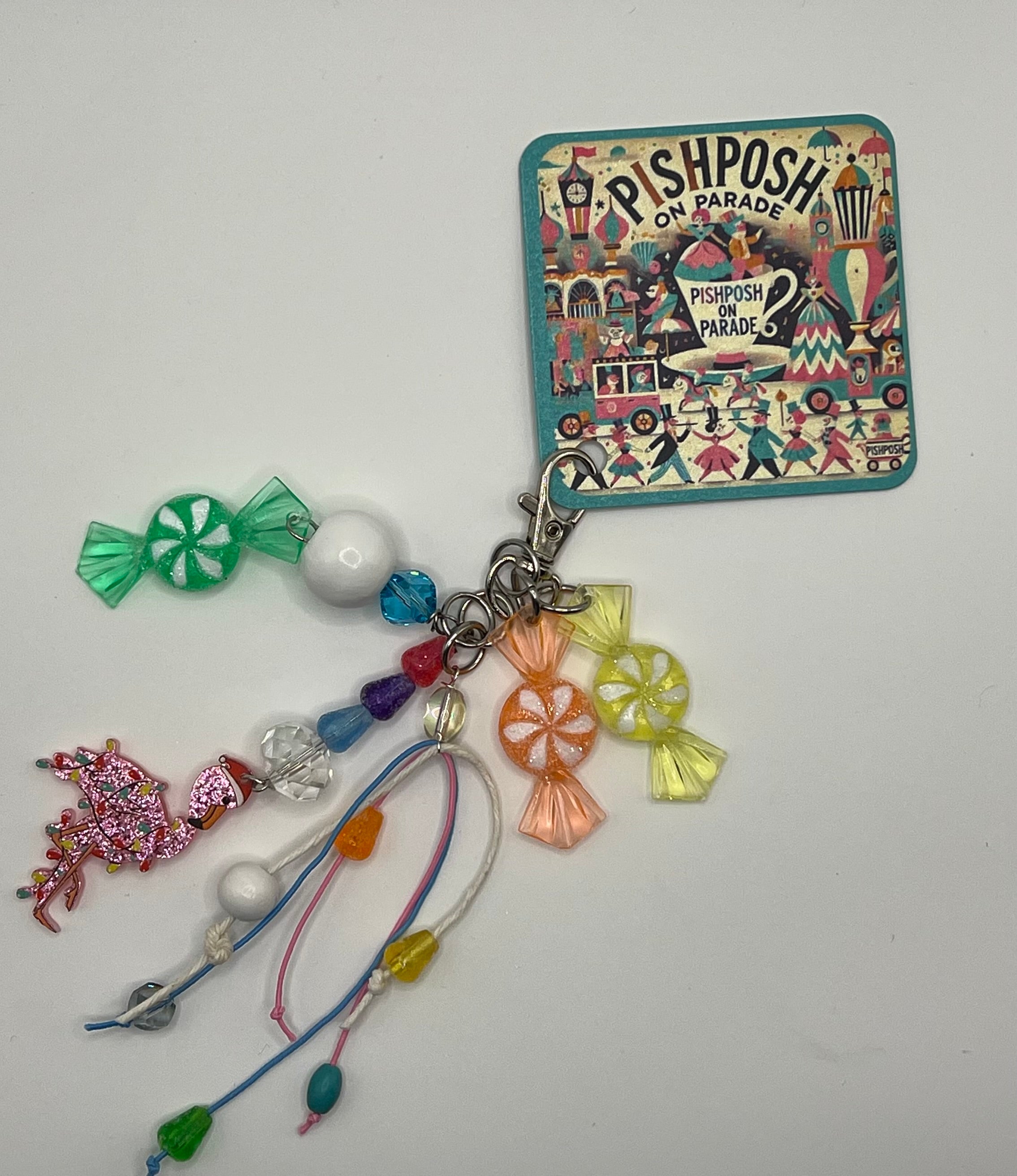 Front Yard Christmas Flamingo - Charm / bag zipper pull