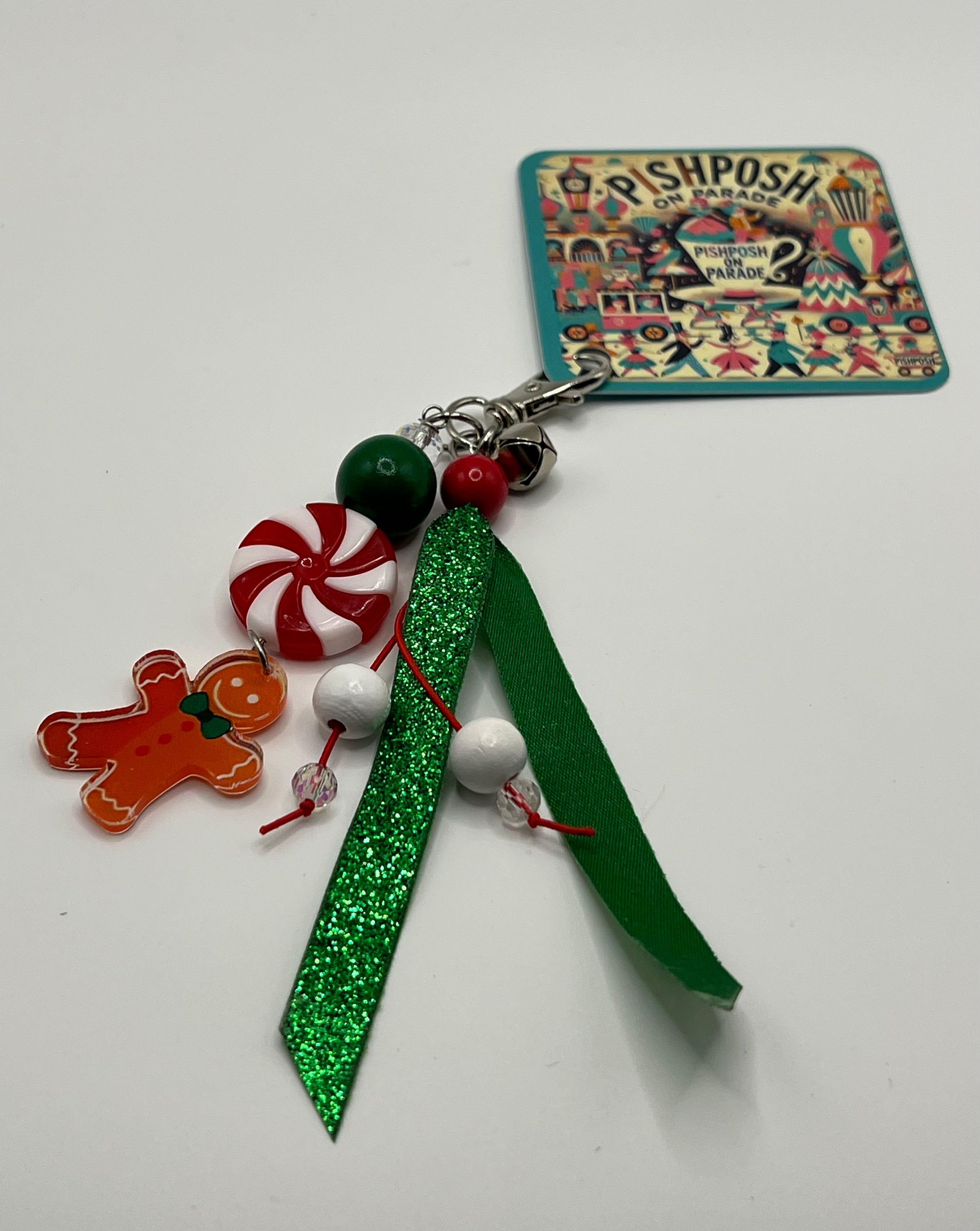 Gingerbread man with Peppermint - Charm / Bag Zipper Pull