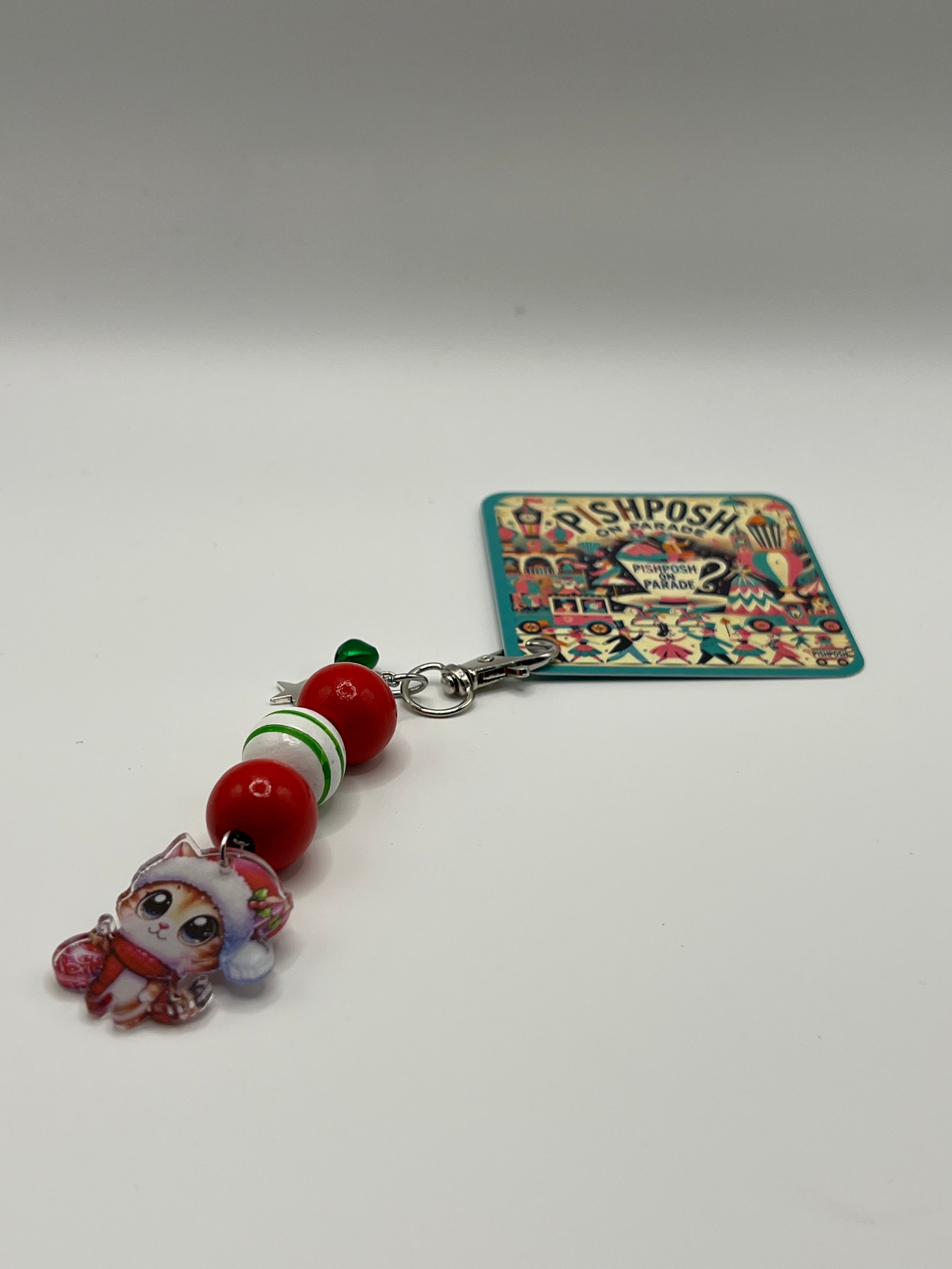Christmas Kitty with Star and Jingle Bell - Charm / Bag Zipper Pull