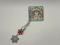 Rhinestone Snowflake with Peppermint Bead - Charm / Bag Zipper Pull