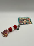 Santa in a Sleigh with Christmas Tree Charm - Charm / Bag Zipper Pull
