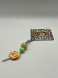 Neon Swirl Lollipop with Glitter Bead - Charm / Bag Zipper Pull