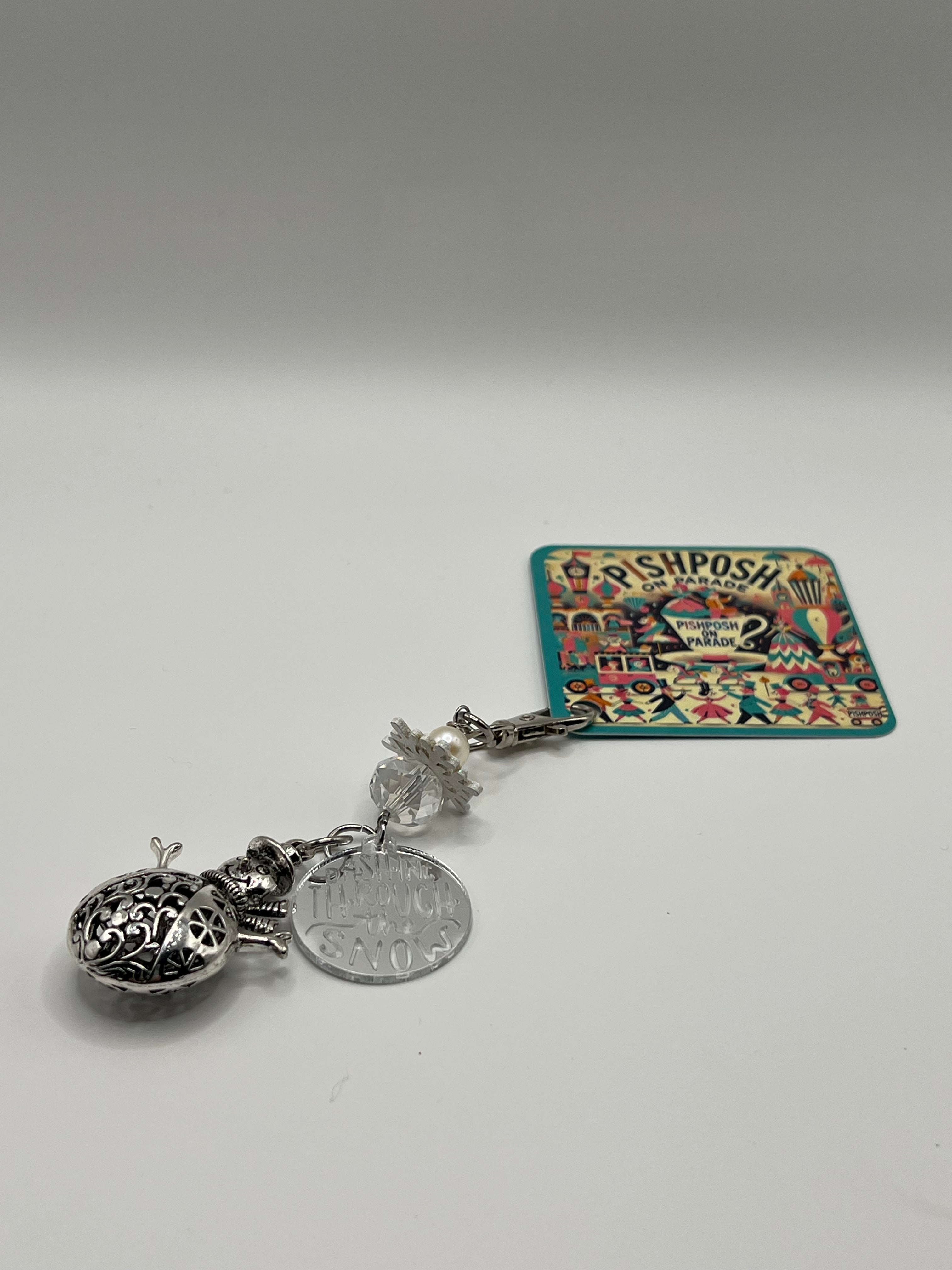 Dashing through the snow..Silver Snowman - Charm / Bag Zipper Pull