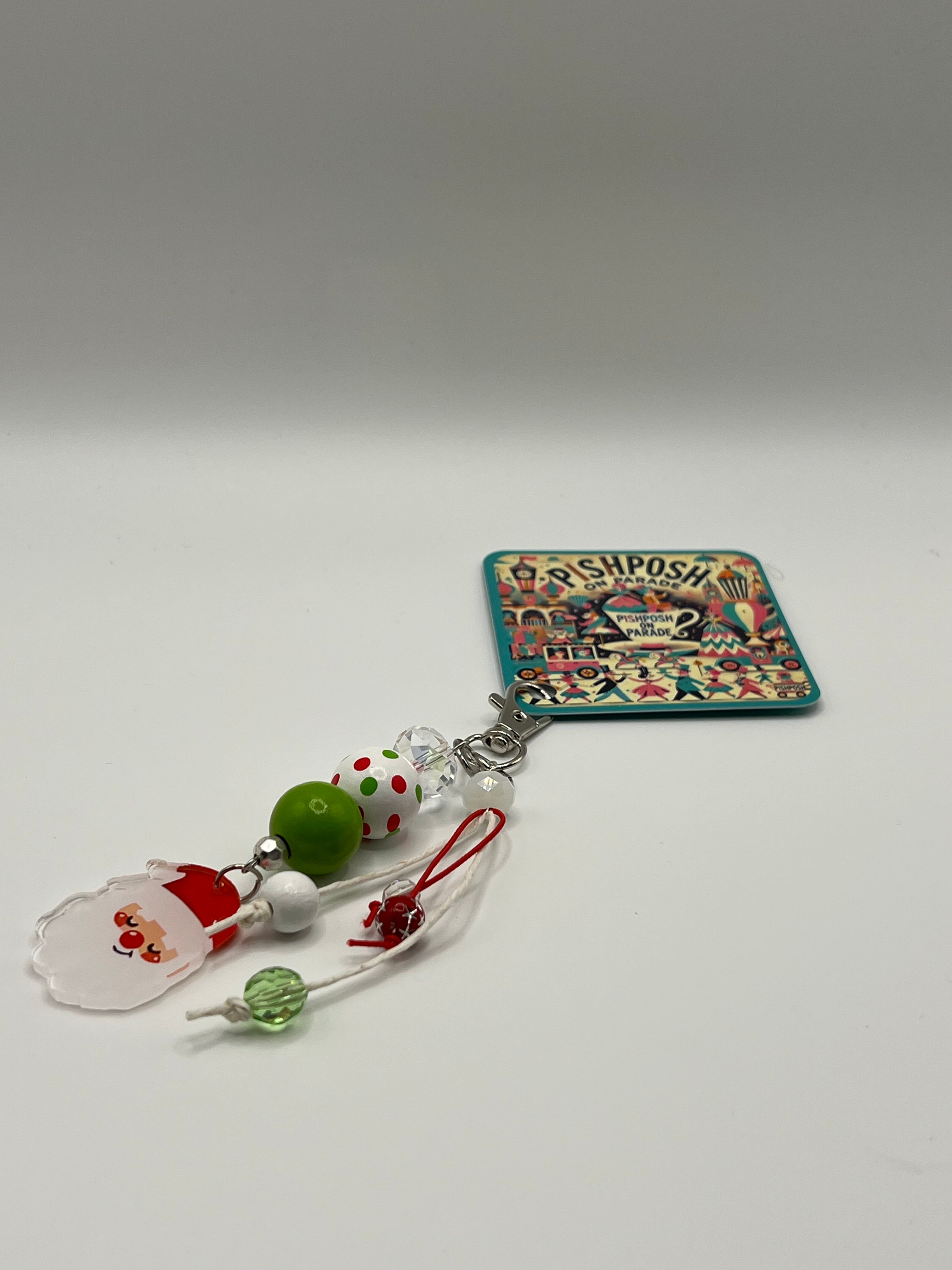 Happy Santa with Polka Dot Bead - Charm / Bag Zipper Pull