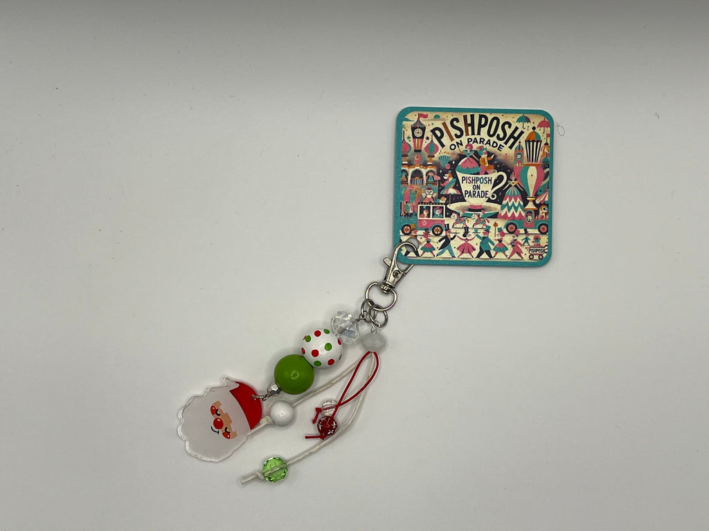 Happy Santa with Polka Dot Bead - Charm / Bag Zipper Pull