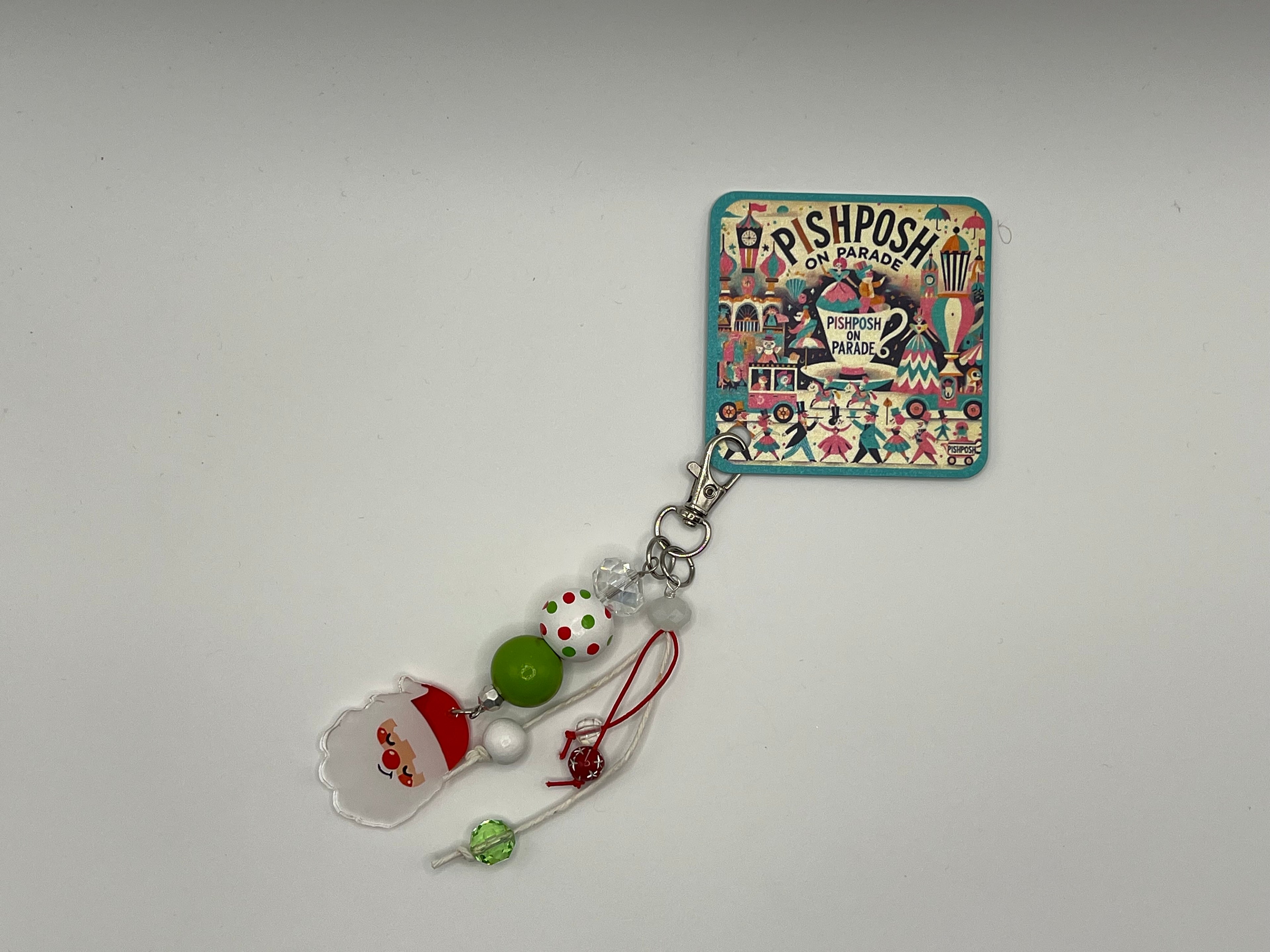 Happy Santa with Polka Dot Bead - Charm / Bag Zipper Pull