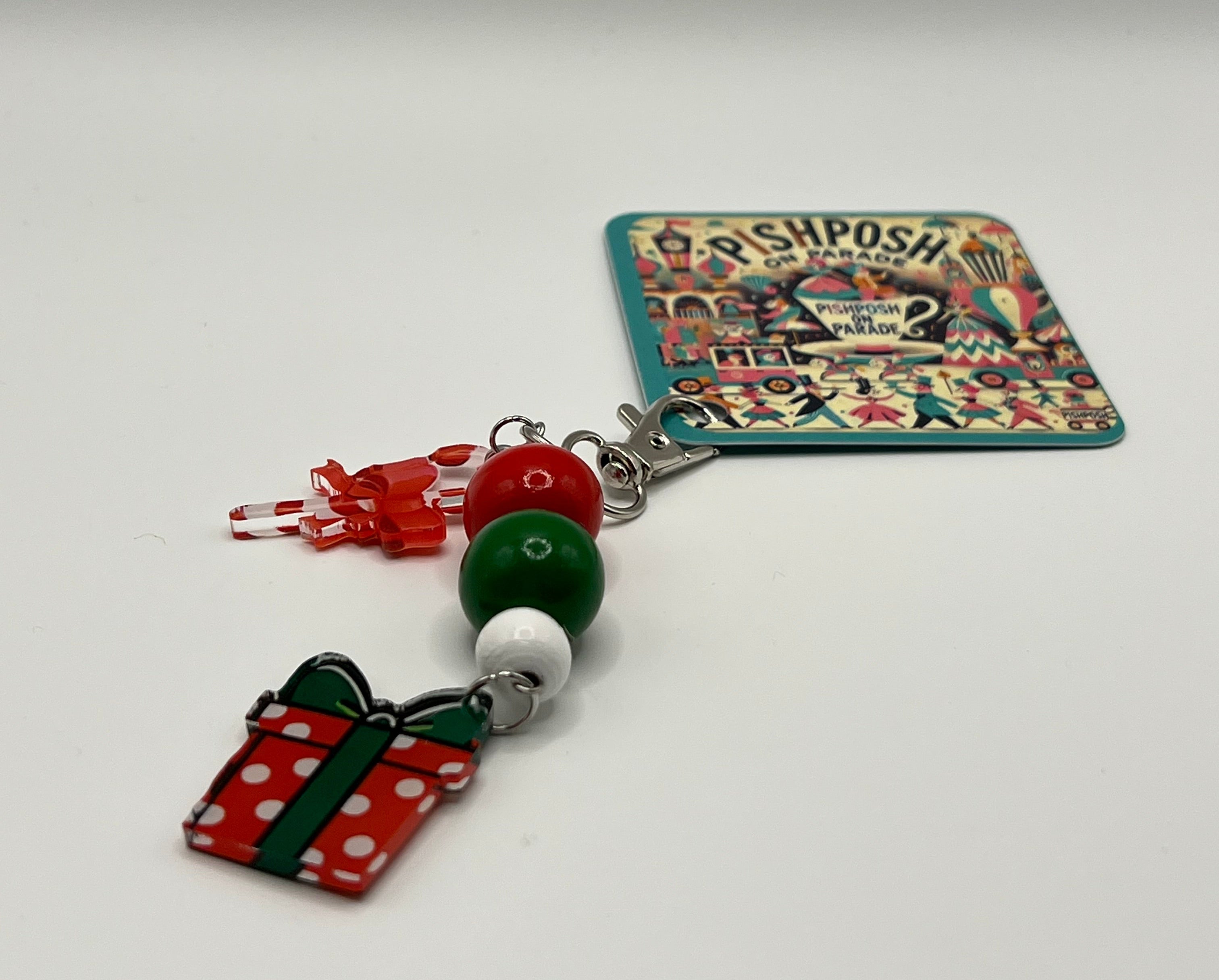 Gift Box with candy cane - Charm / Bag Zipper Pull