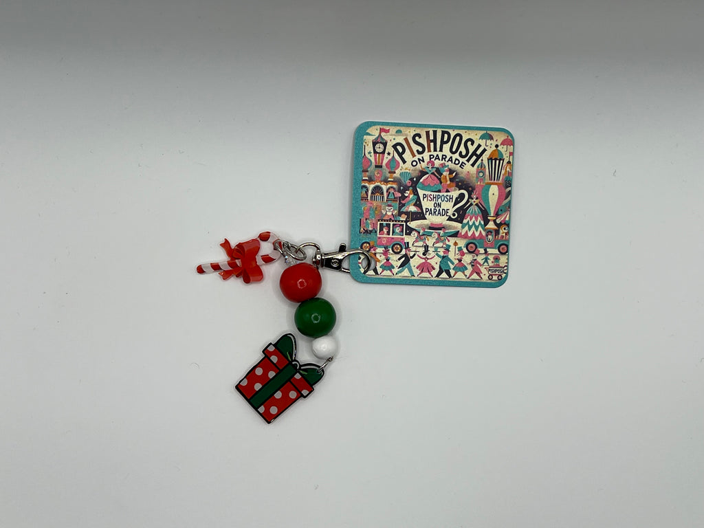 Gift Box with candy cane - Charm / Bag Zipper Pull