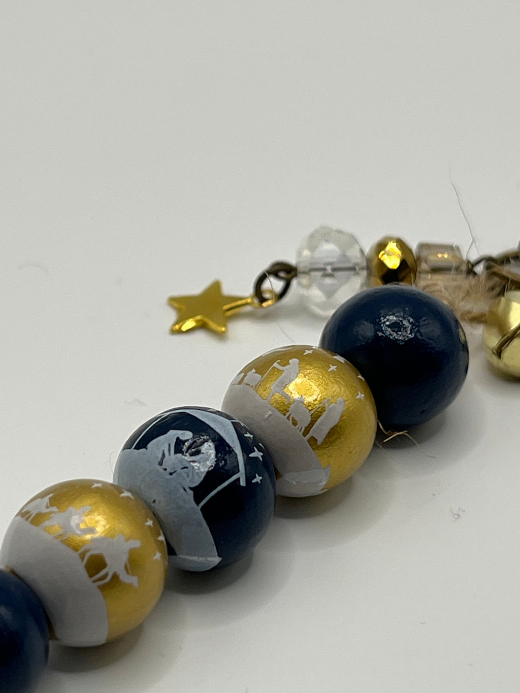 Blue and Gold Nativity with Star and Jingle bell - Charm / Bag Zipper Pull