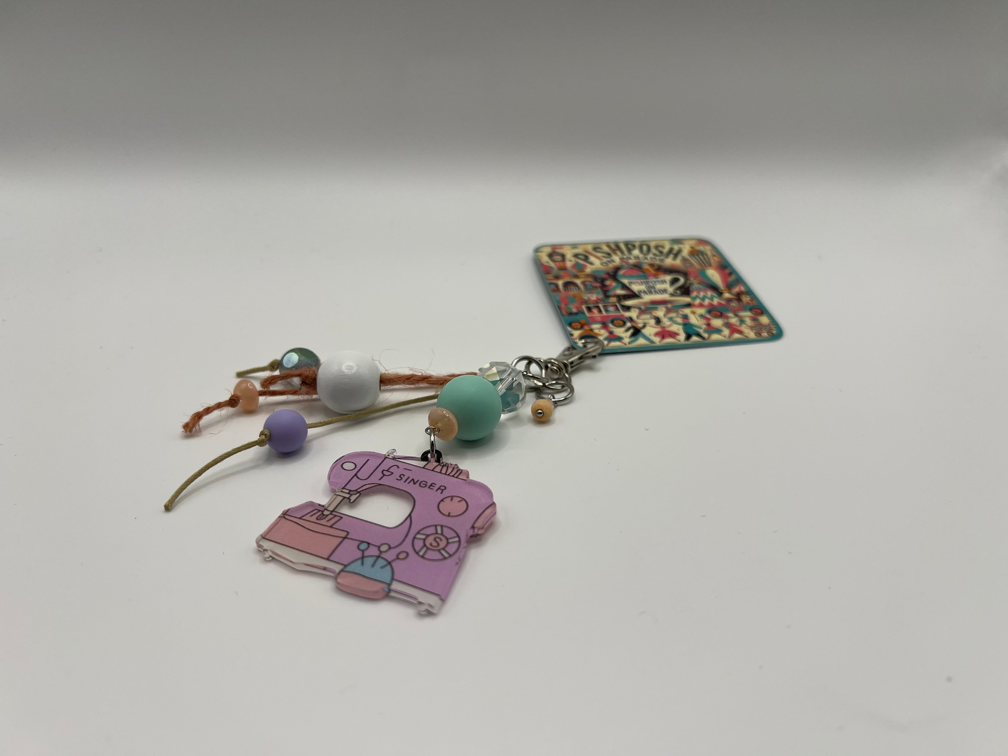 Pastel Singer Sewing Machine with Beads - Charm / Bag Zipper Pull