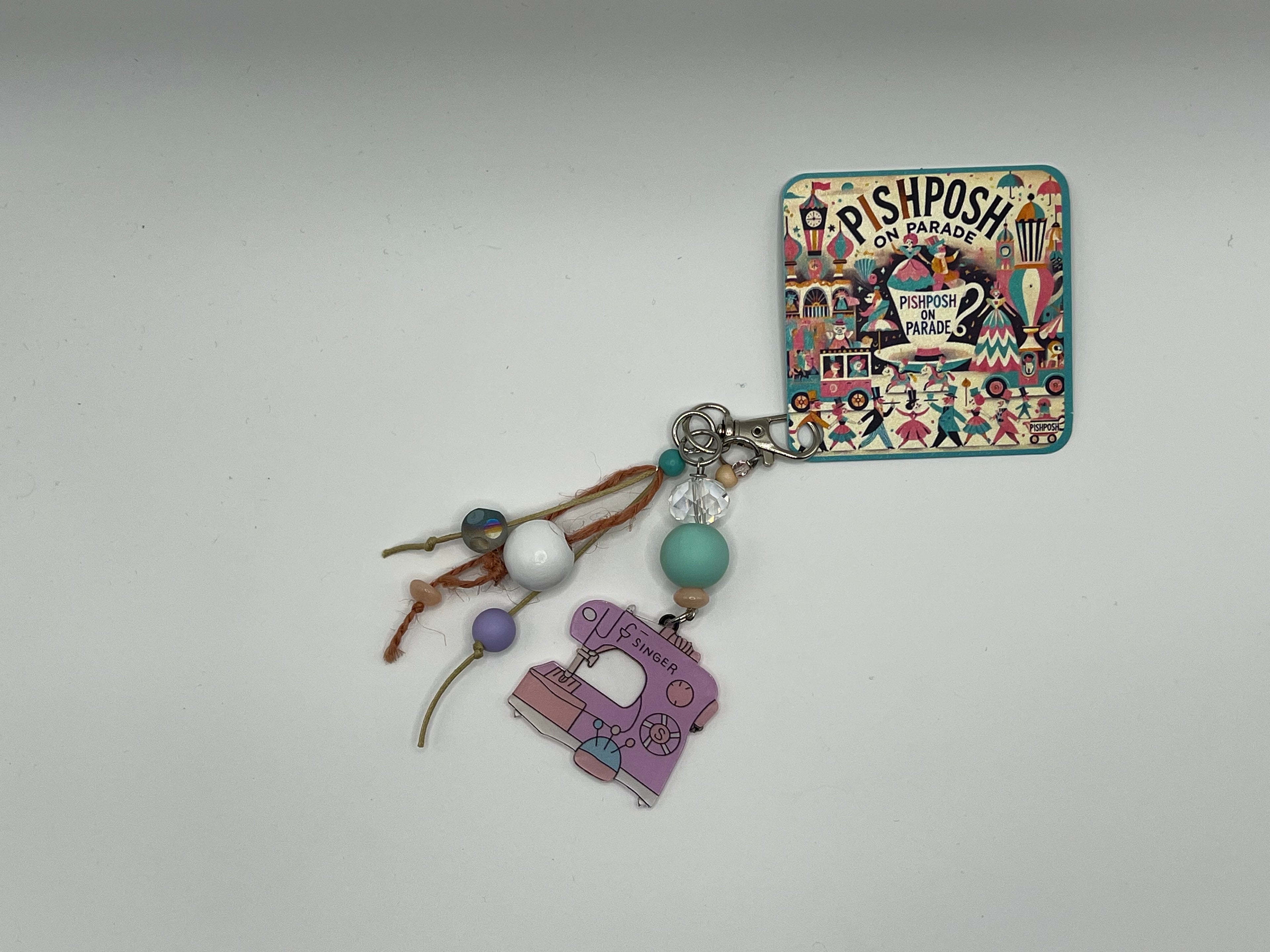 Pastel Singer Sewing Machine with Beads - Charm / Bag Zipper Pull
