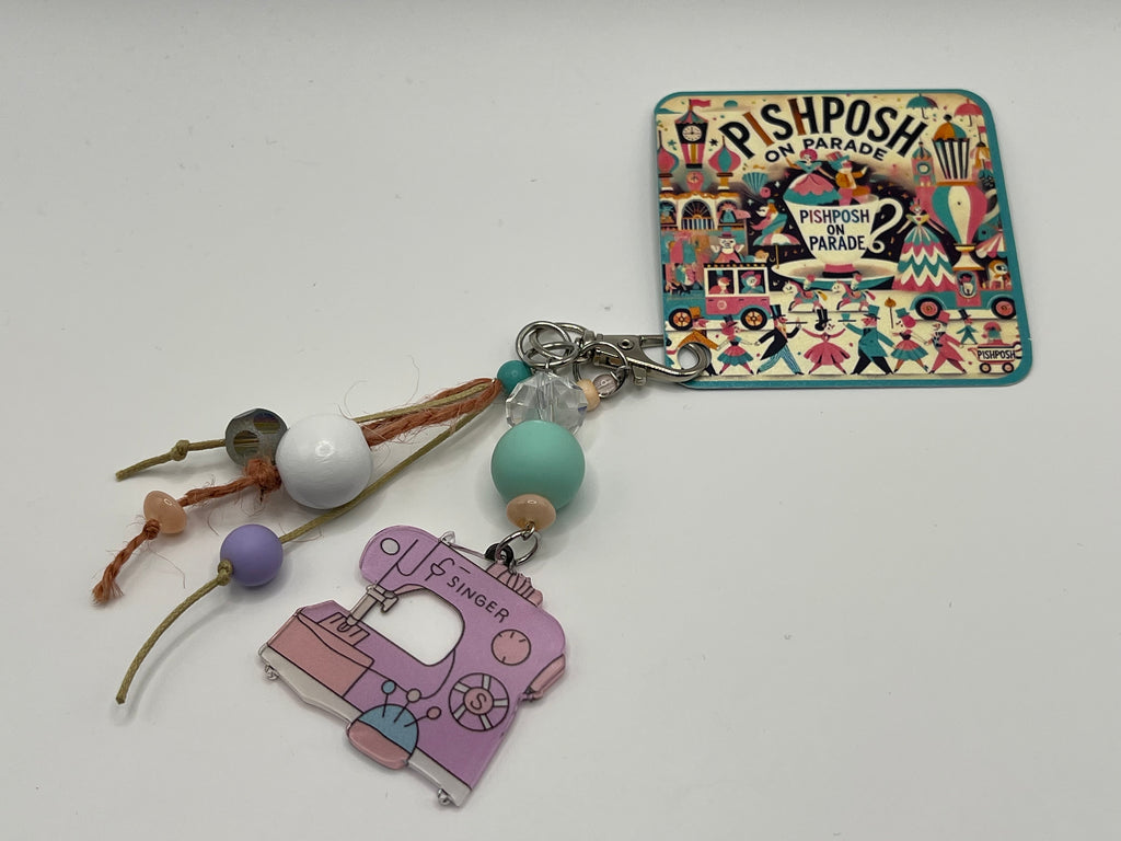 Pastel Singer Sewing Machine with Beads - Charm / Bag Zipper Pull