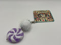 Purple and White Swirl Candy with Fairy Pom - Charm / Bag Zipper Pull
