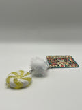 Yellow and White Candy Swirl with Fairy Puff - Charm / Bag Zipper Pull