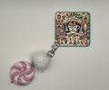 Pink and White swirl “candy” with fairy puff - Charm / Bag Zipper Pull