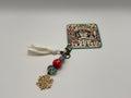 Gold Rhinestone Snowflake with Nordic Red Bead - Charm / Bag Zipper Pull