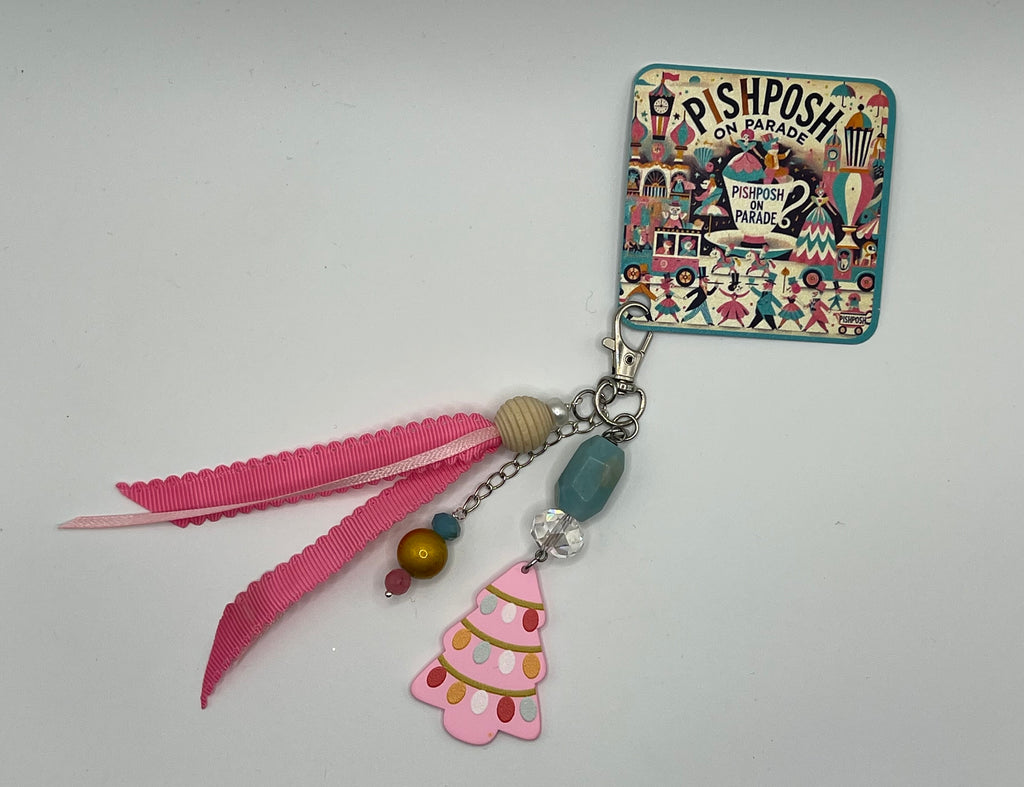 Pink Christmas Tree with Lights - Charm / Bag Zipper Pull
