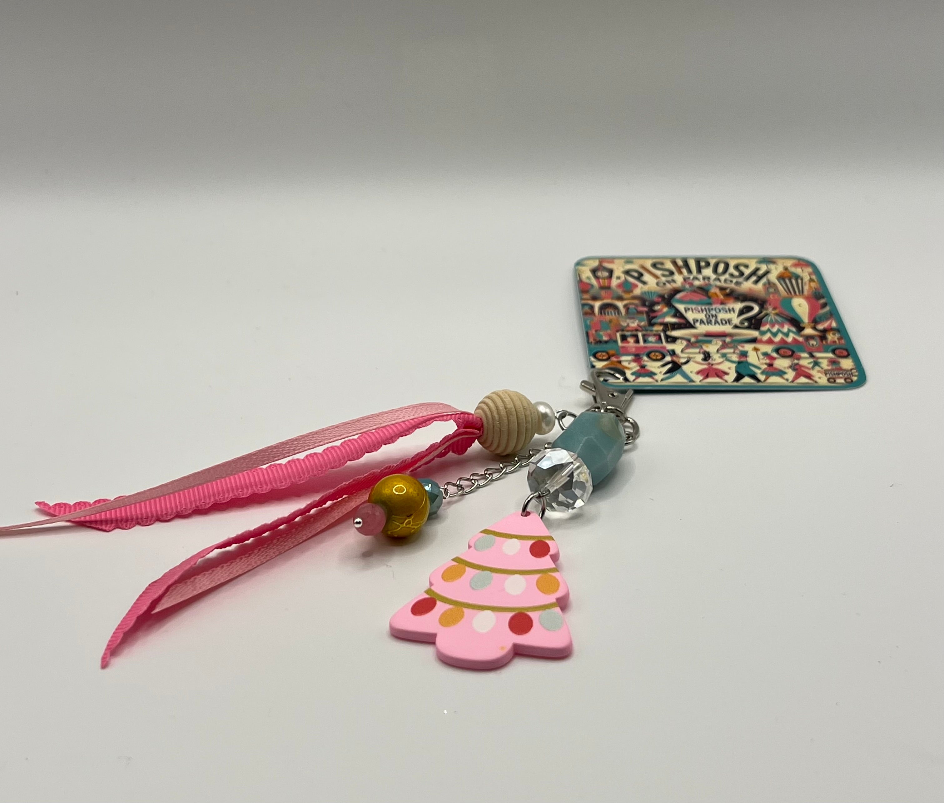 Pink Christmas Tree with Lights - Charm / Bag Zipper Pull