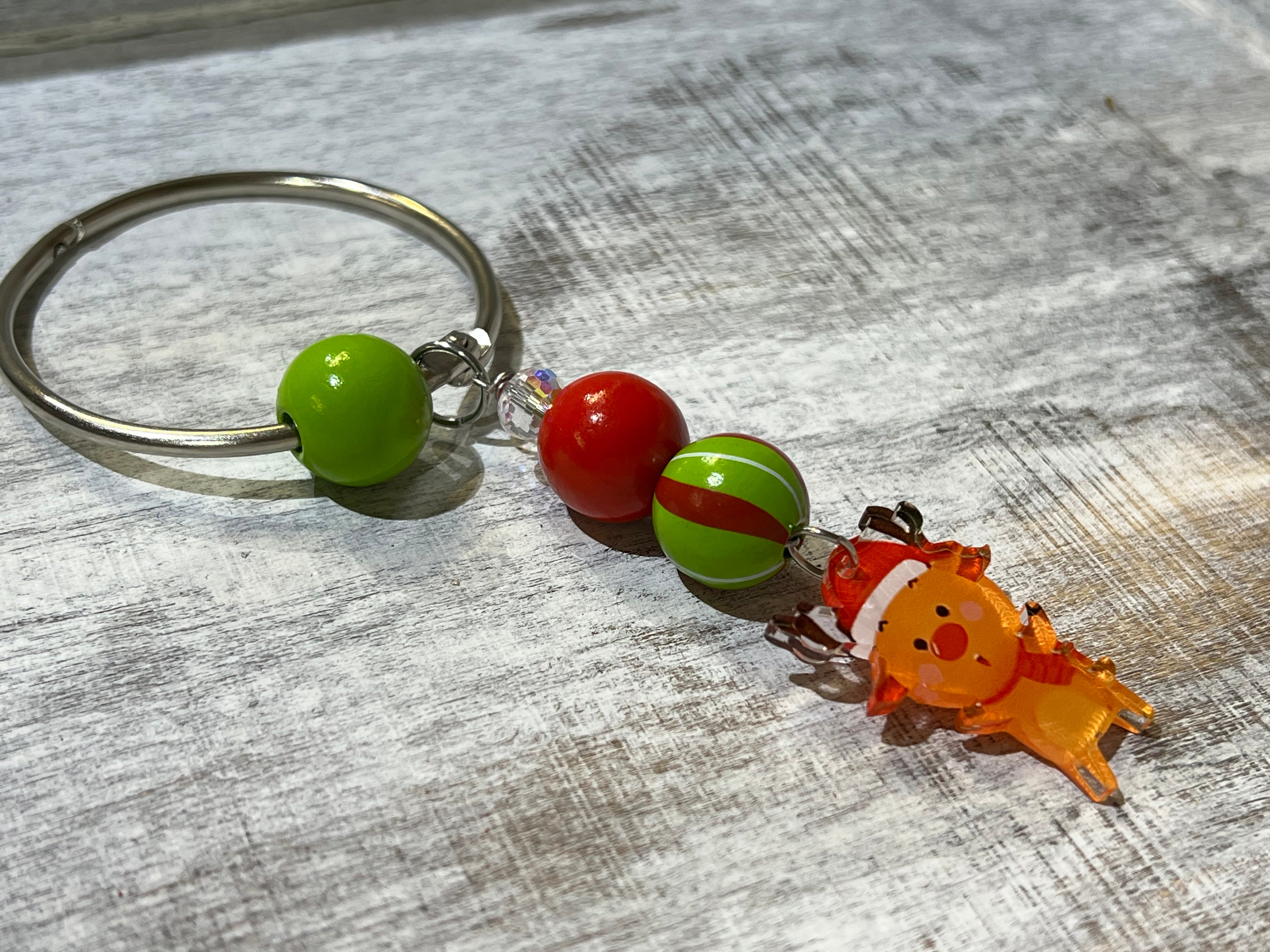 Cartoon Reindeer with Beads - Floss Ring
