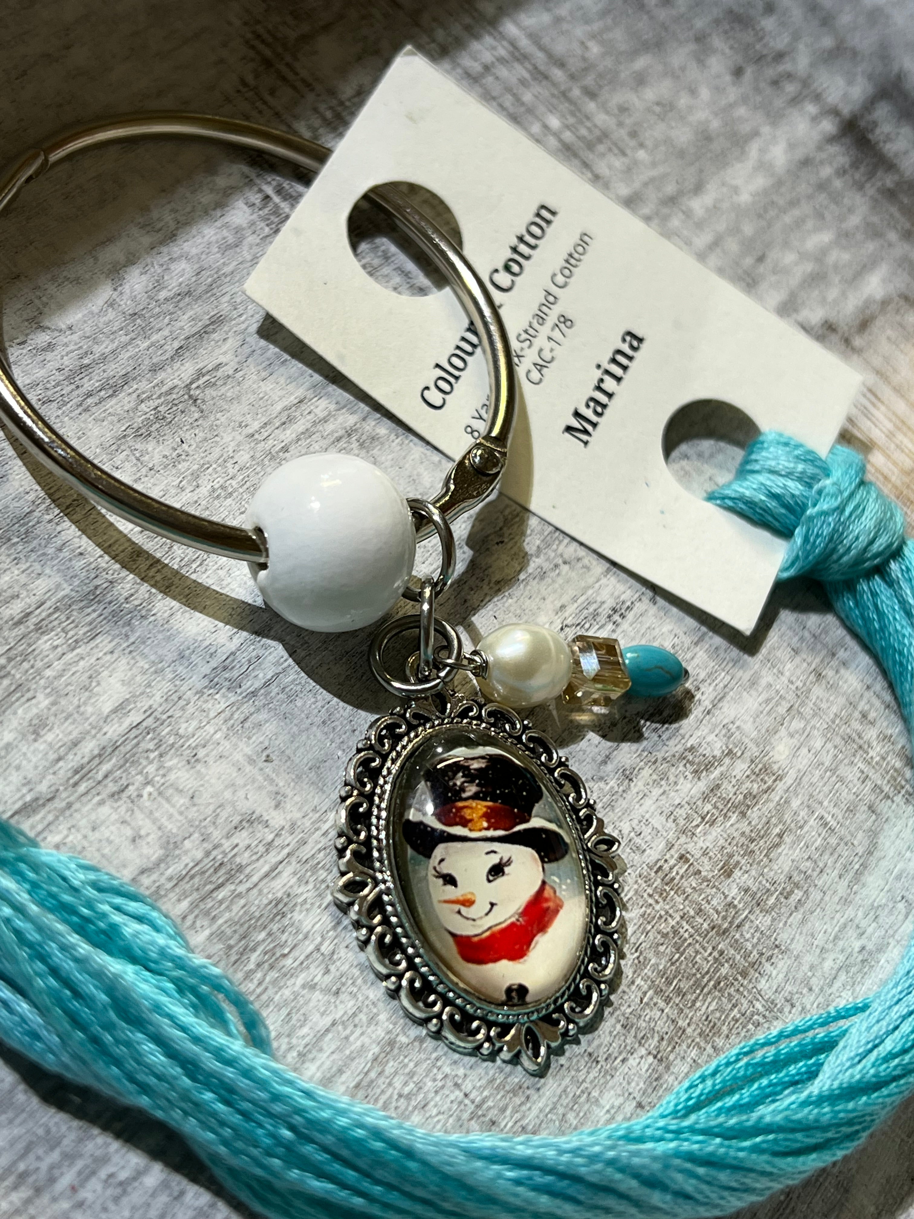 Vintage Snowman with Red Scarf - Floss Ring