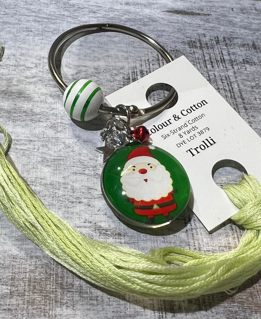 Green Santa Charm - Floss Ring