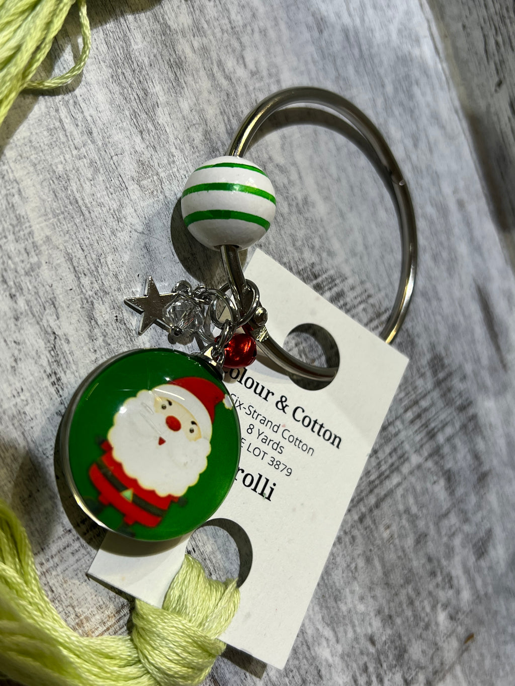 Green Santa Charm - Floss Ring