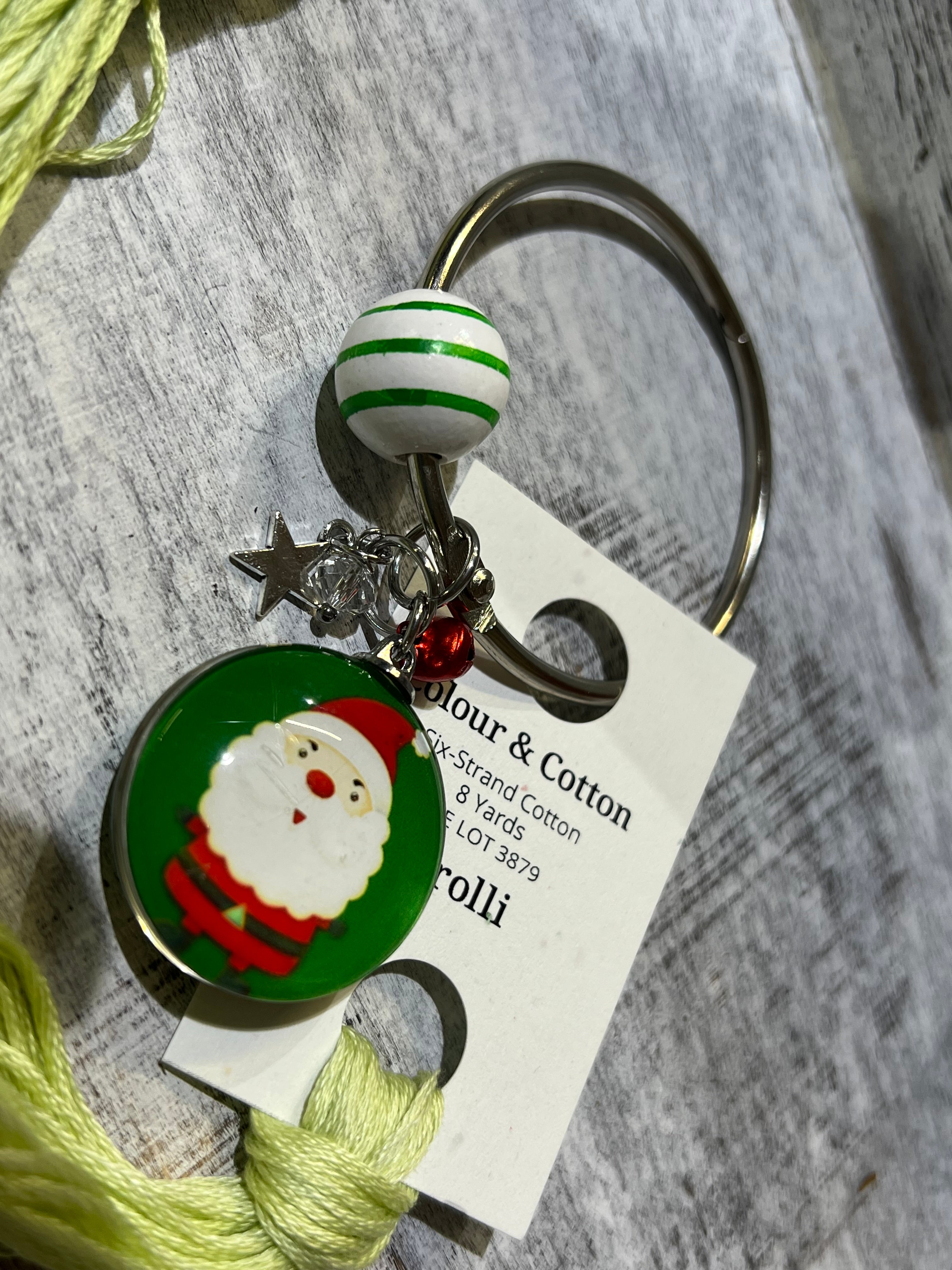 Green Santa Charm - Floss Ring