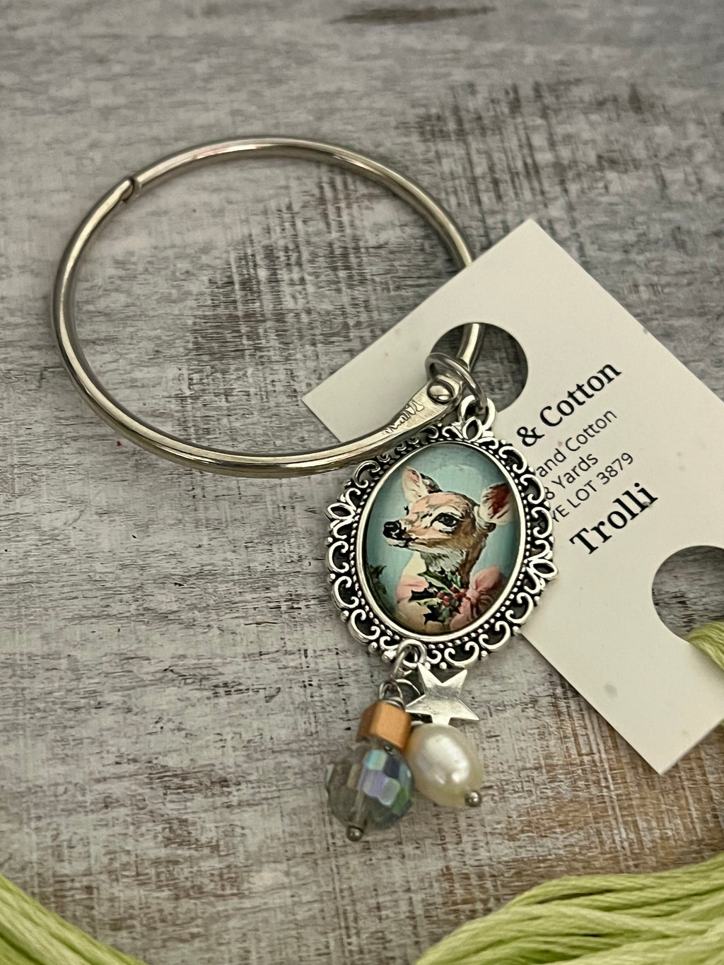 Vintage Female Deer with Freshwater Pearl - Floss RIng