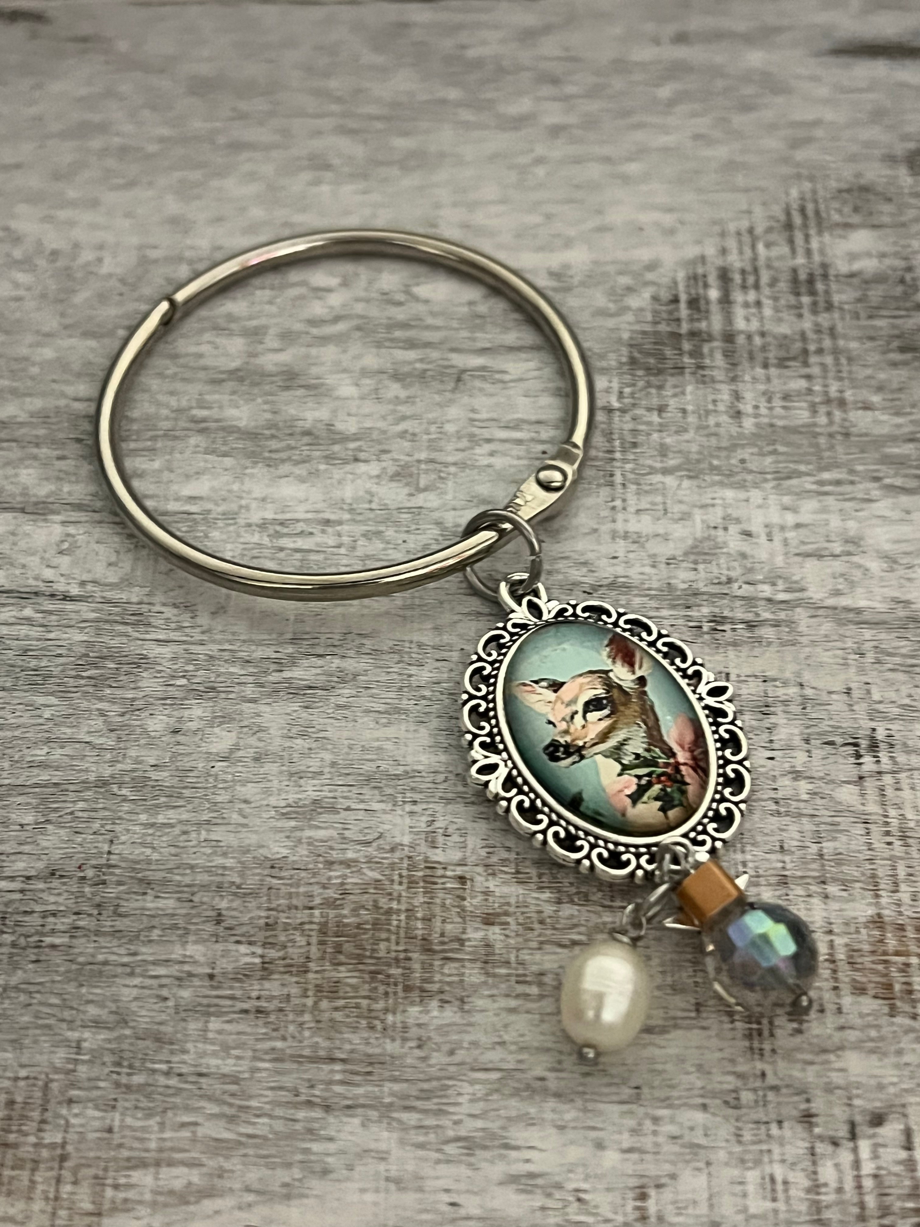 Vintage Female Deer with Freshwater Pearl - Floss RIng