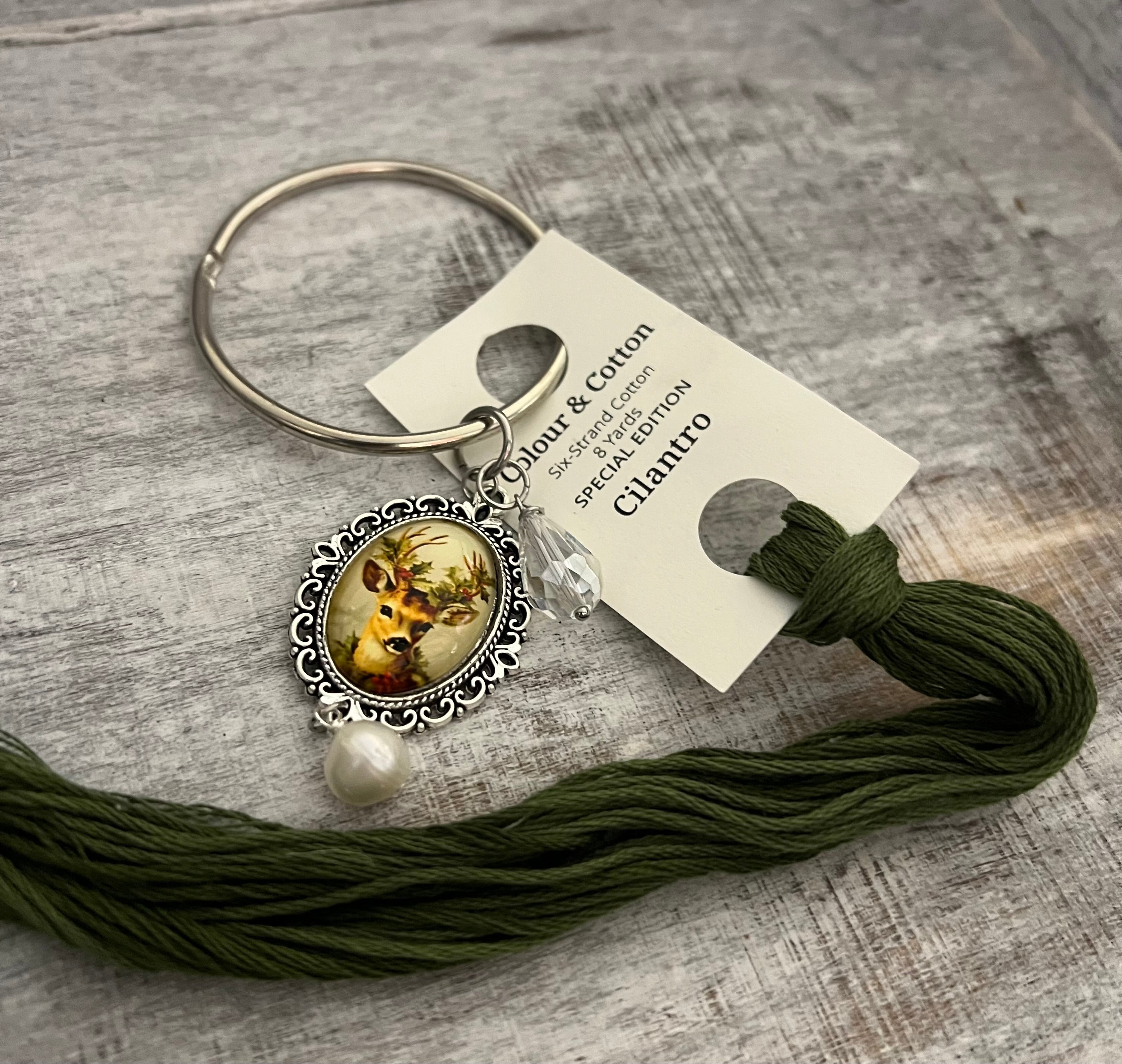 Vintage Deer with White Fresh Water Pearl - Floss Ring