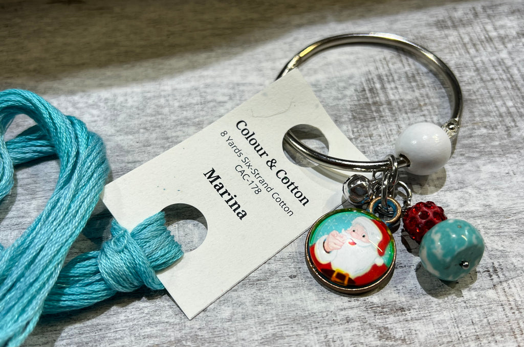 Santa with Turquoise - Floss Ring